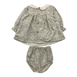 BABIDU completo 2pz coulotte-camicia tinta unita con stampa fiori Verde per Neonata 92667 VERDE BABIDU