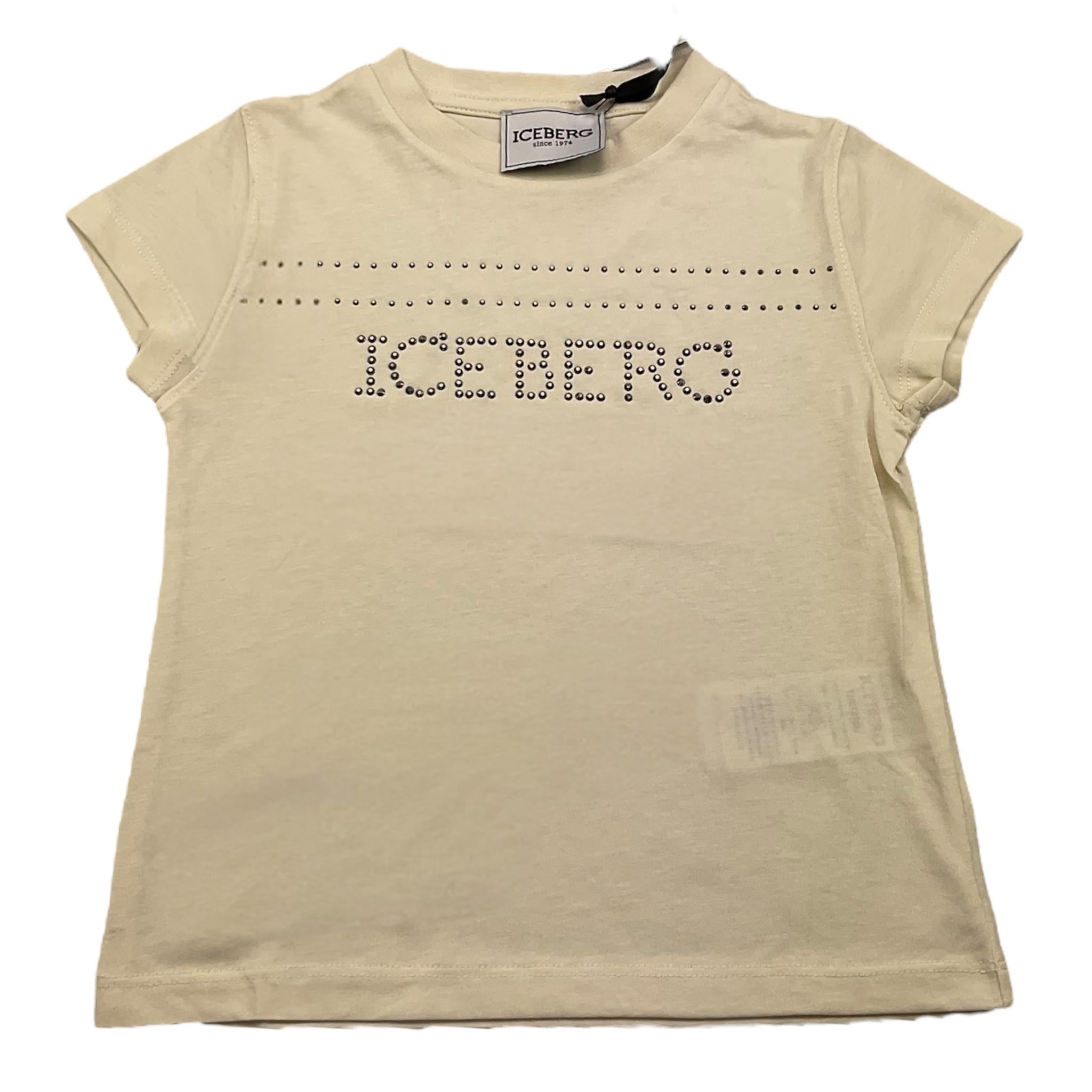 ICEBERG t-shirt girocollo tinta unita cn brillantini Panna per Bambina TISCE53563J PANNA ICEBERG