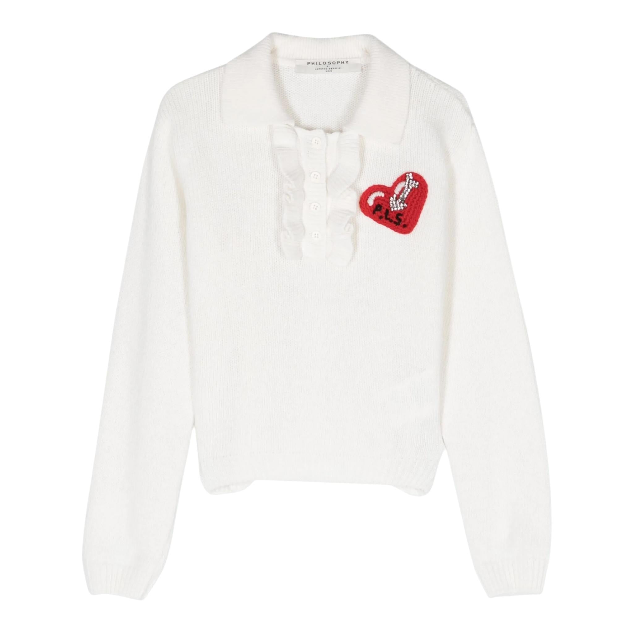 PHILOSOPHY maglia tinta unita con colletto Panna per Bambina PFMA003 PANNA PHILOSOPHY