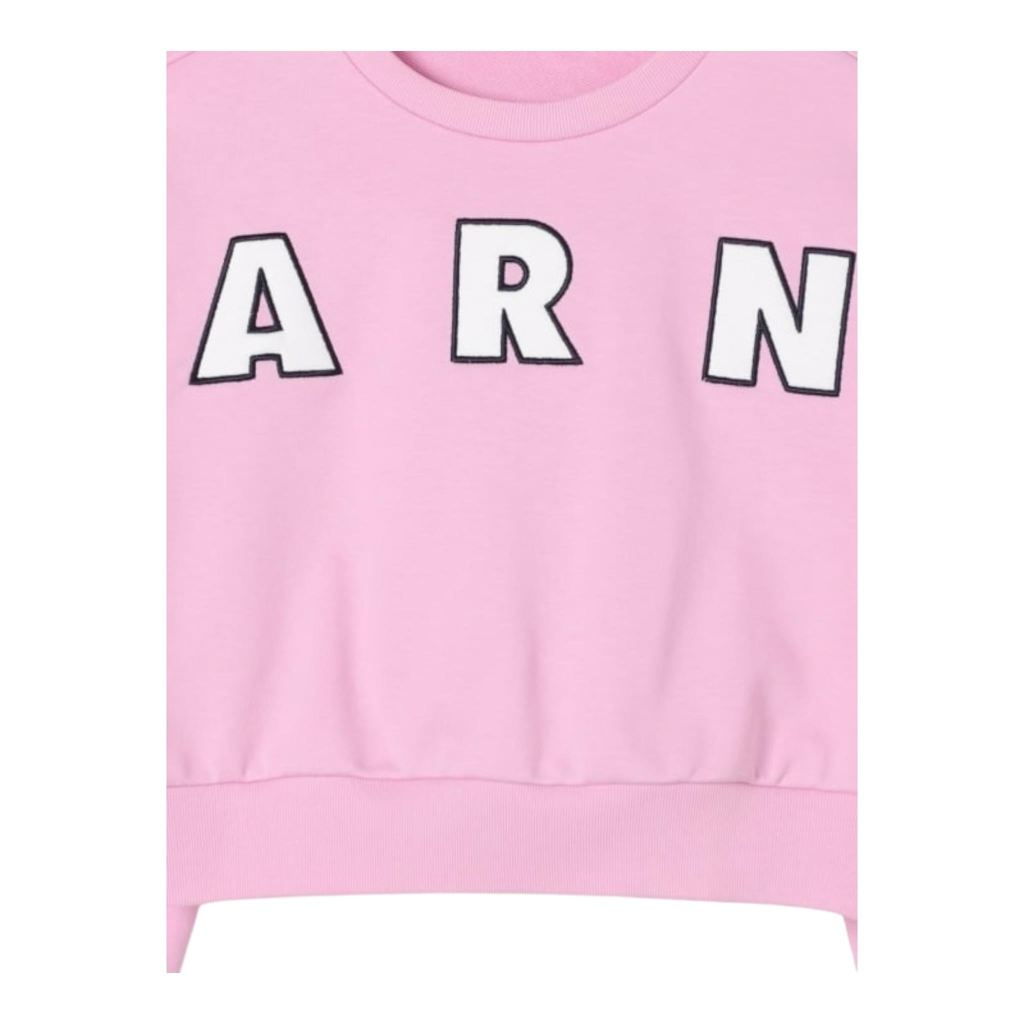 MARNI felpa girocollo tinta unita con stampa Rosa per Bambina M01193 ROSA MARNI
