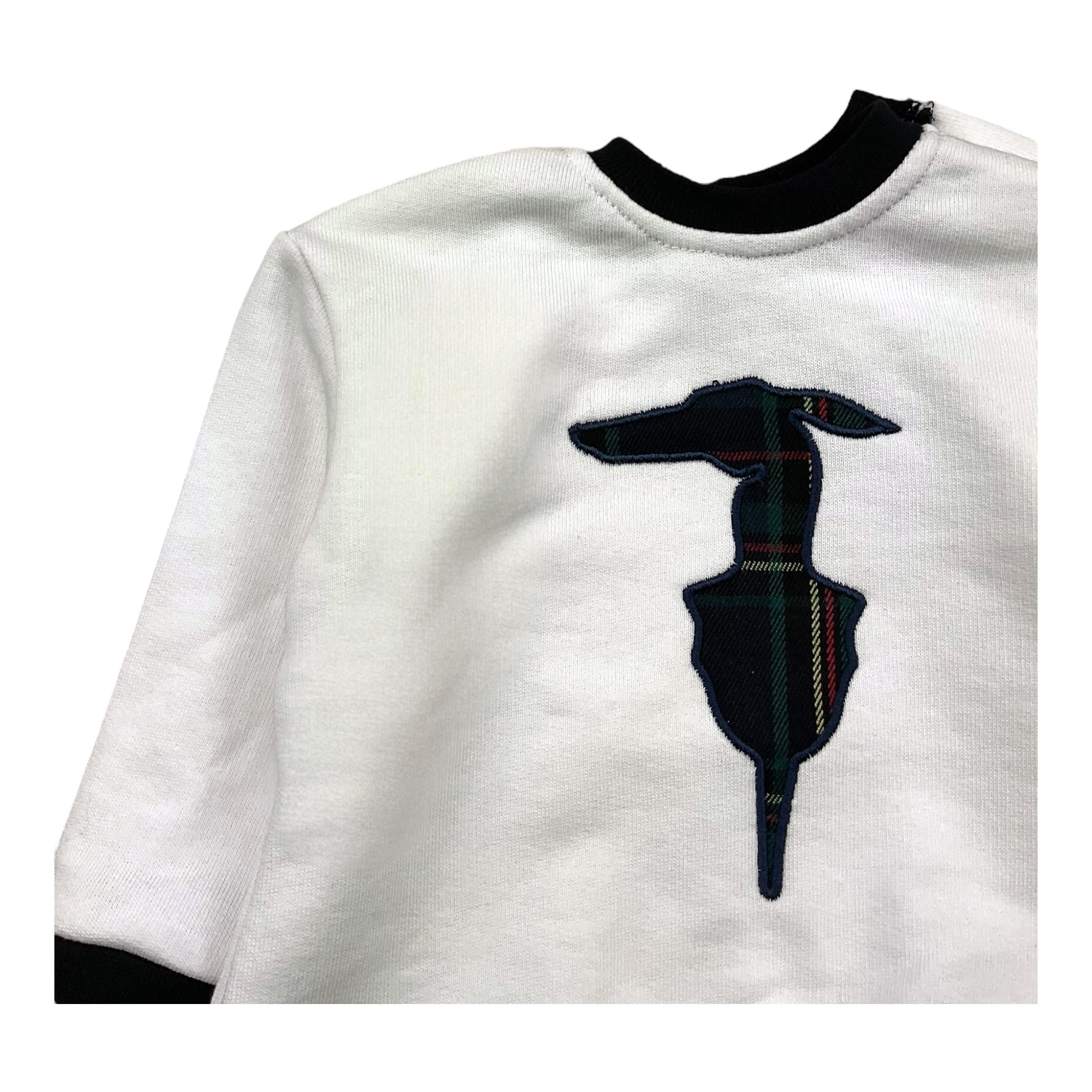 TRUSSARDI felpa chiusa girocollo tinta unita con profili in contrasto Bianco per Neonato TIA25214FE BIANCO TRUSSARDI
