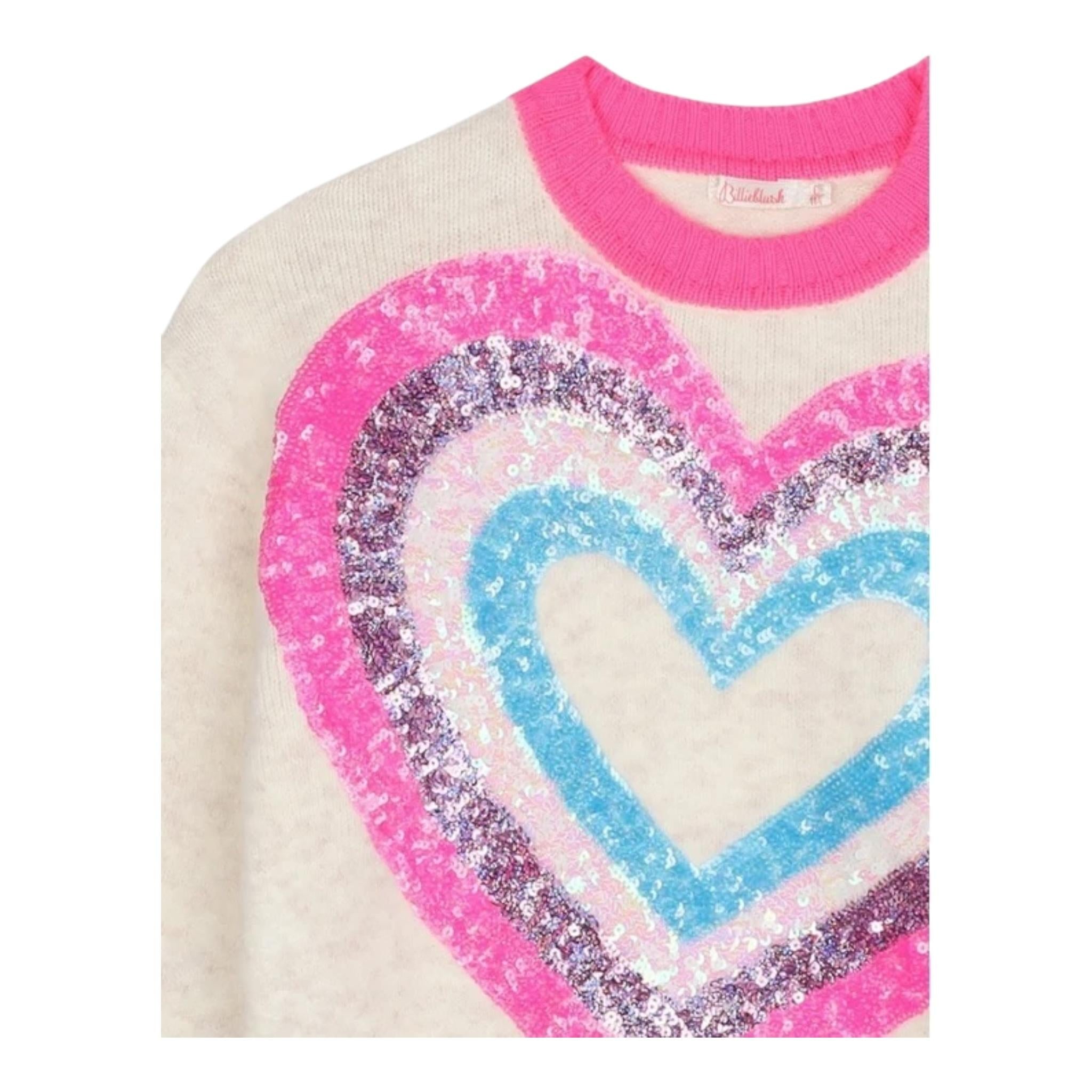 BillIEBLUSH maglia girocollo tinta unita con paillettes Panna per Bambina U20460 PANNA BillIEBLUSH