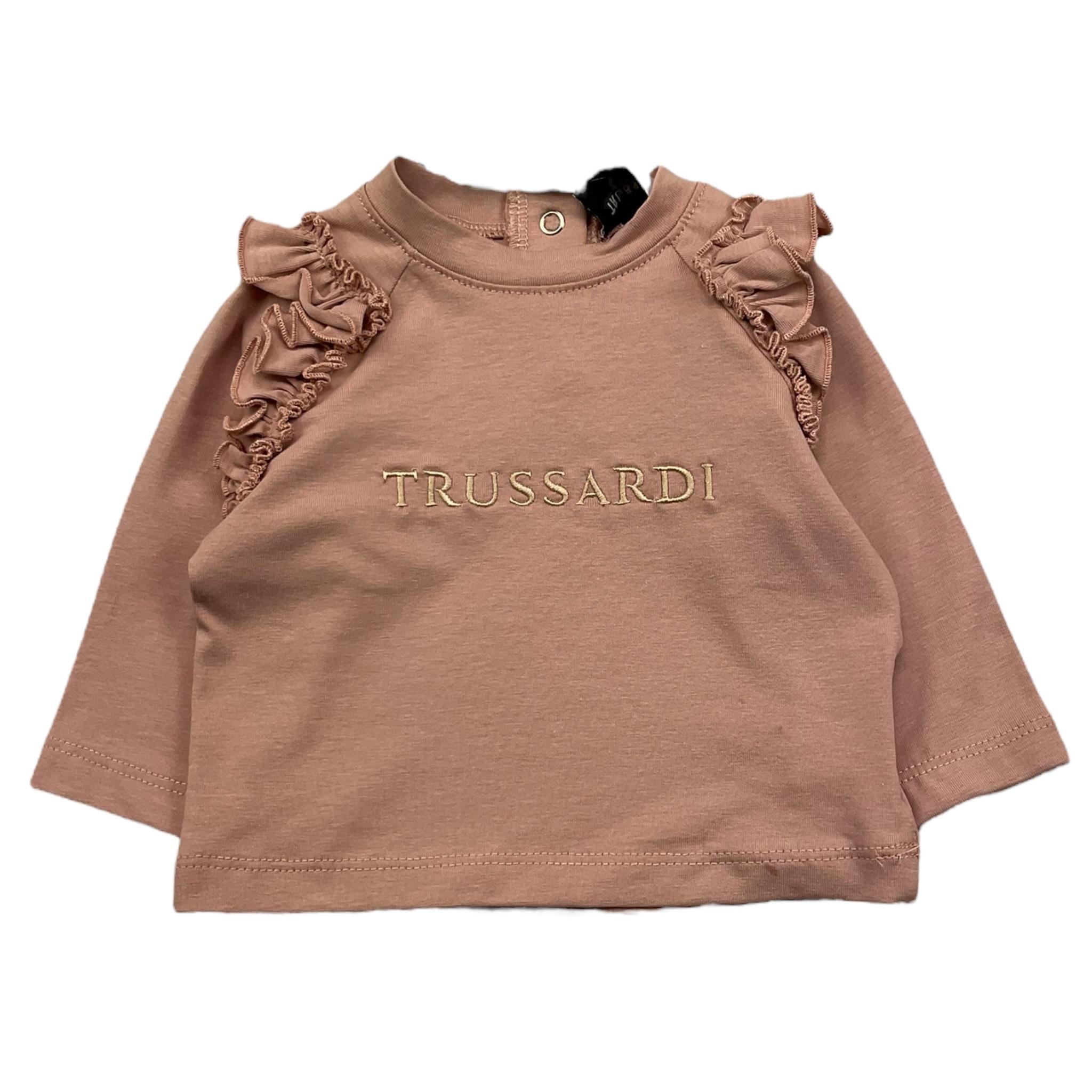 TRUSSARDI shirt girocollo tinta unita con stampa logo Rosa per Neonata TIA25199TS ROSA TRUSSARDI