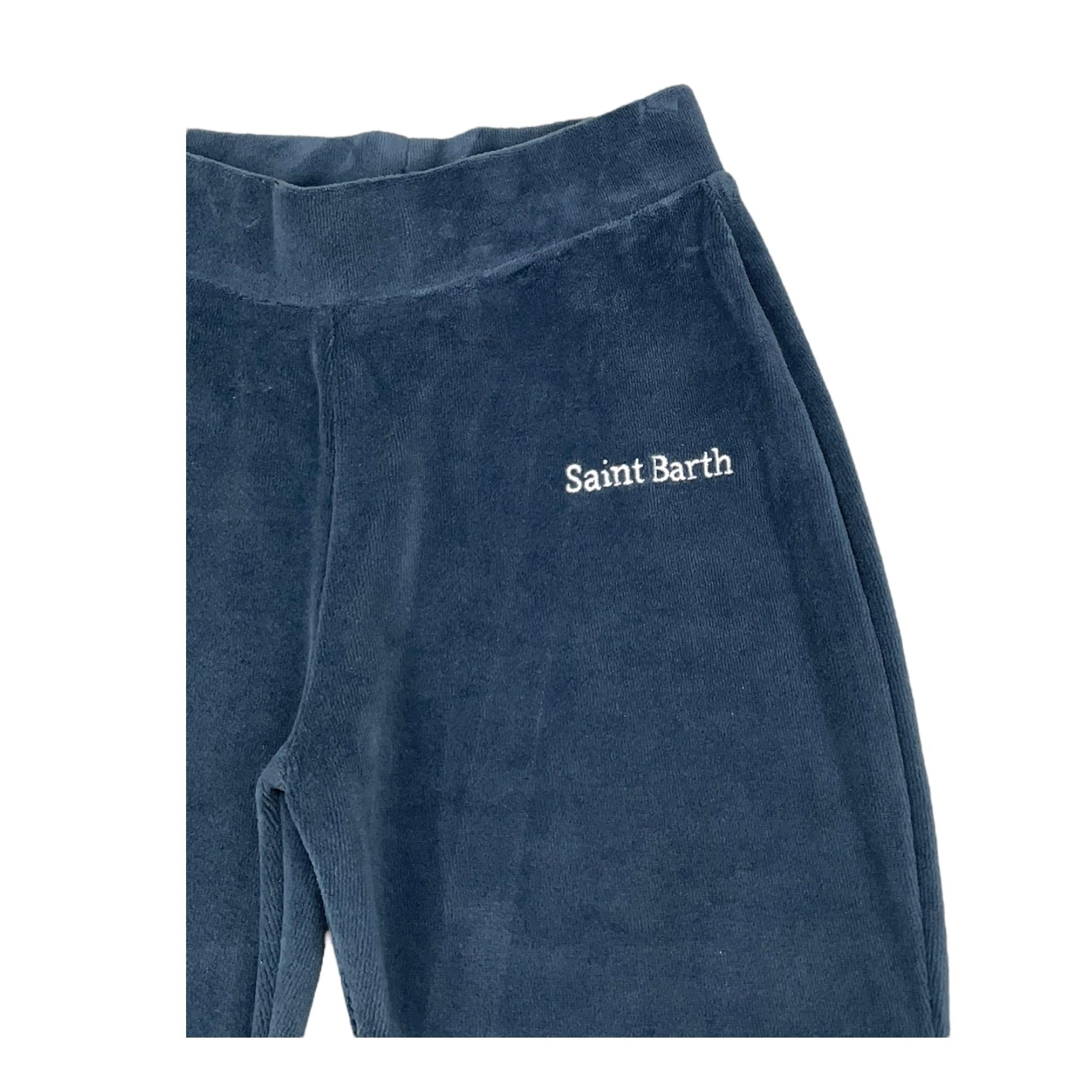 SAINT BARTH pantalone tinta unita modello zampa in ciniglia Blu per Bambina CECILIA BLU SAINT BARTH