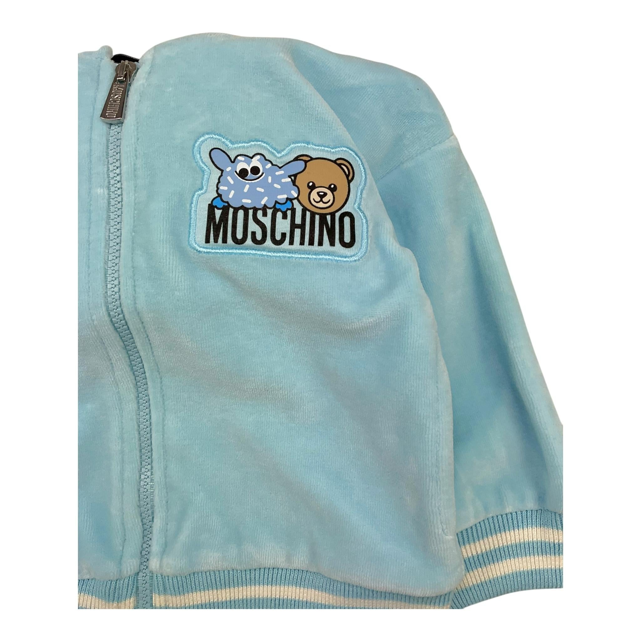 MOSCHINO completo 2pz felpa-pantalone tinta unita con logo Azzurro per Neonato MUK05B AZZURRO MOSCHINO