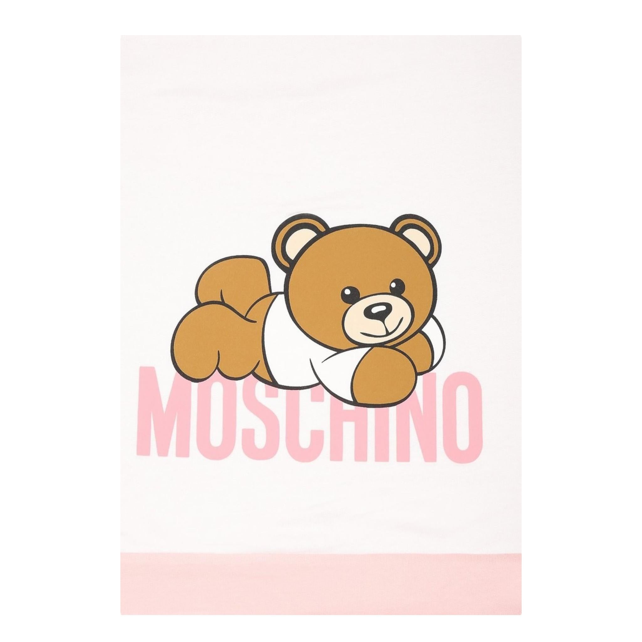 MOSCHINO coperta bicolore con stampe orsi Bianco/rosa per Neonata MOB00C BIANCO/ROSA MOSCHINO