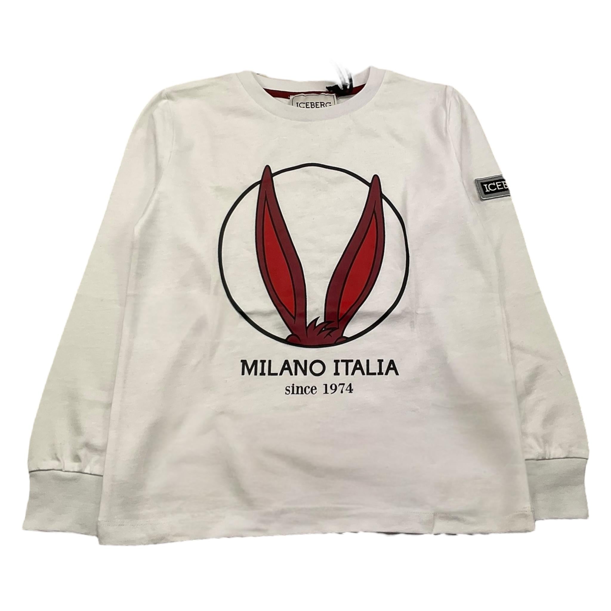 ICEBERG shirt girocollo tinta unita con stampa Bianco per Bambino TSICE5320B BIANCO ICEBERG