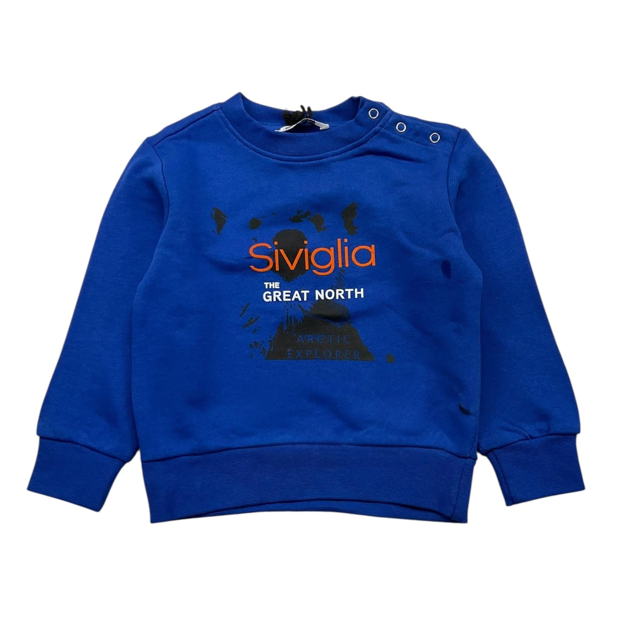 SIVIGLIA felpa girocollo tinta unita con stampa Blu per Neonato SVNST16134 BLU SIVIGLIA