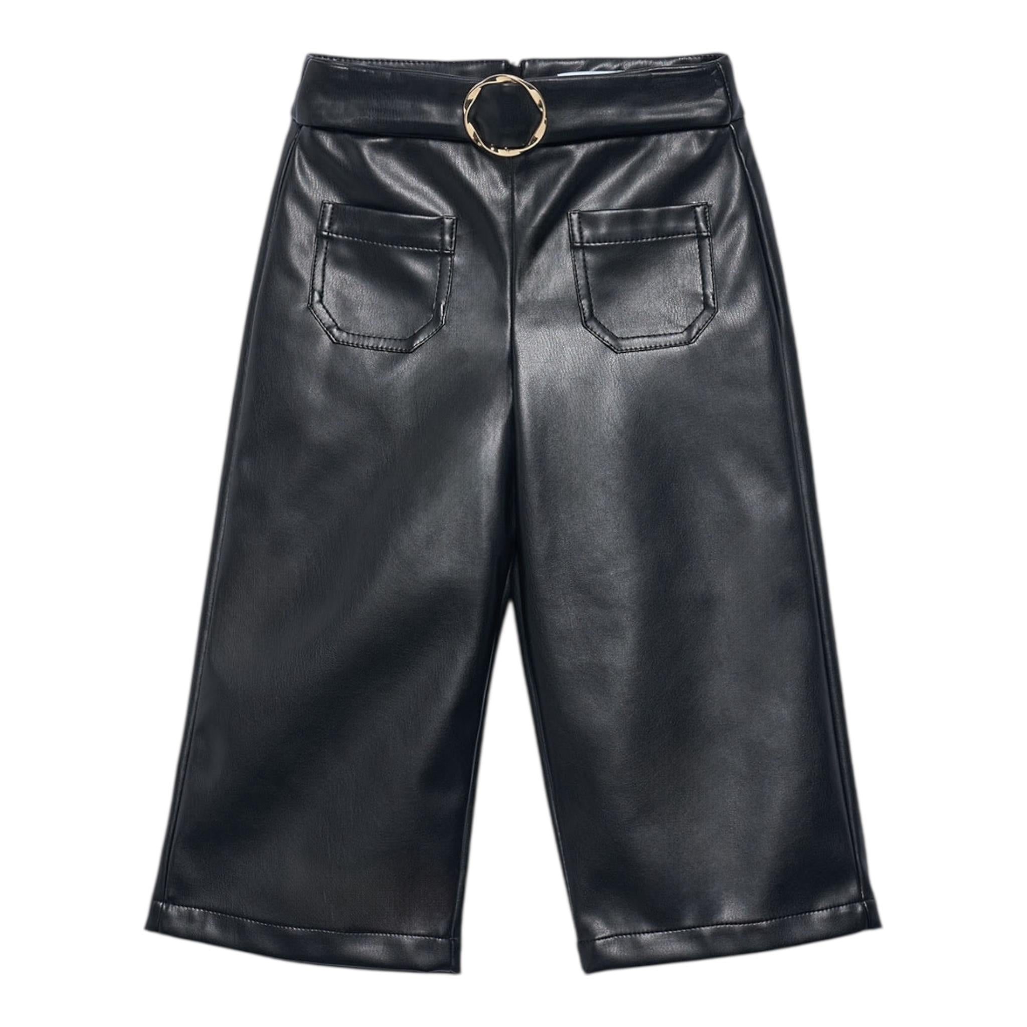 ABEL & LULA pantalone tinta unita in ecopelle Nero per Bambina 5716 NERO ABEL & LULA