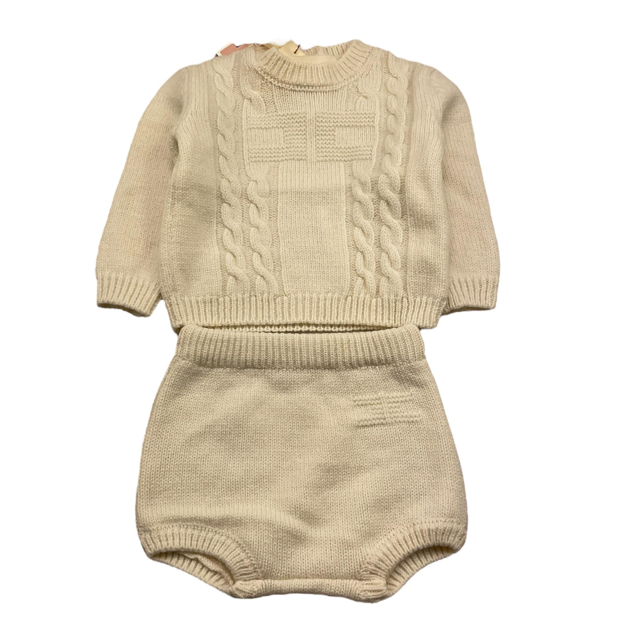 ELISABETTA FRANCHI completo 2 pezzi maglia-culotte Panna per Neonata ENCD090 PANNA ELISABETTA FRANCHI