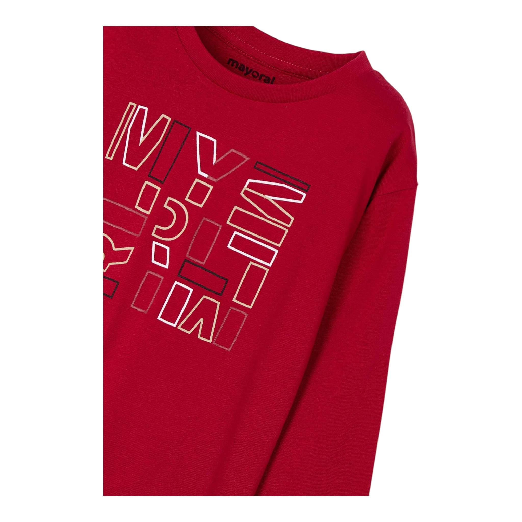 MAYORAL shirt girocollo tinta unita con stampa Rosso per Bambino 173X ROSSO MAYORAL