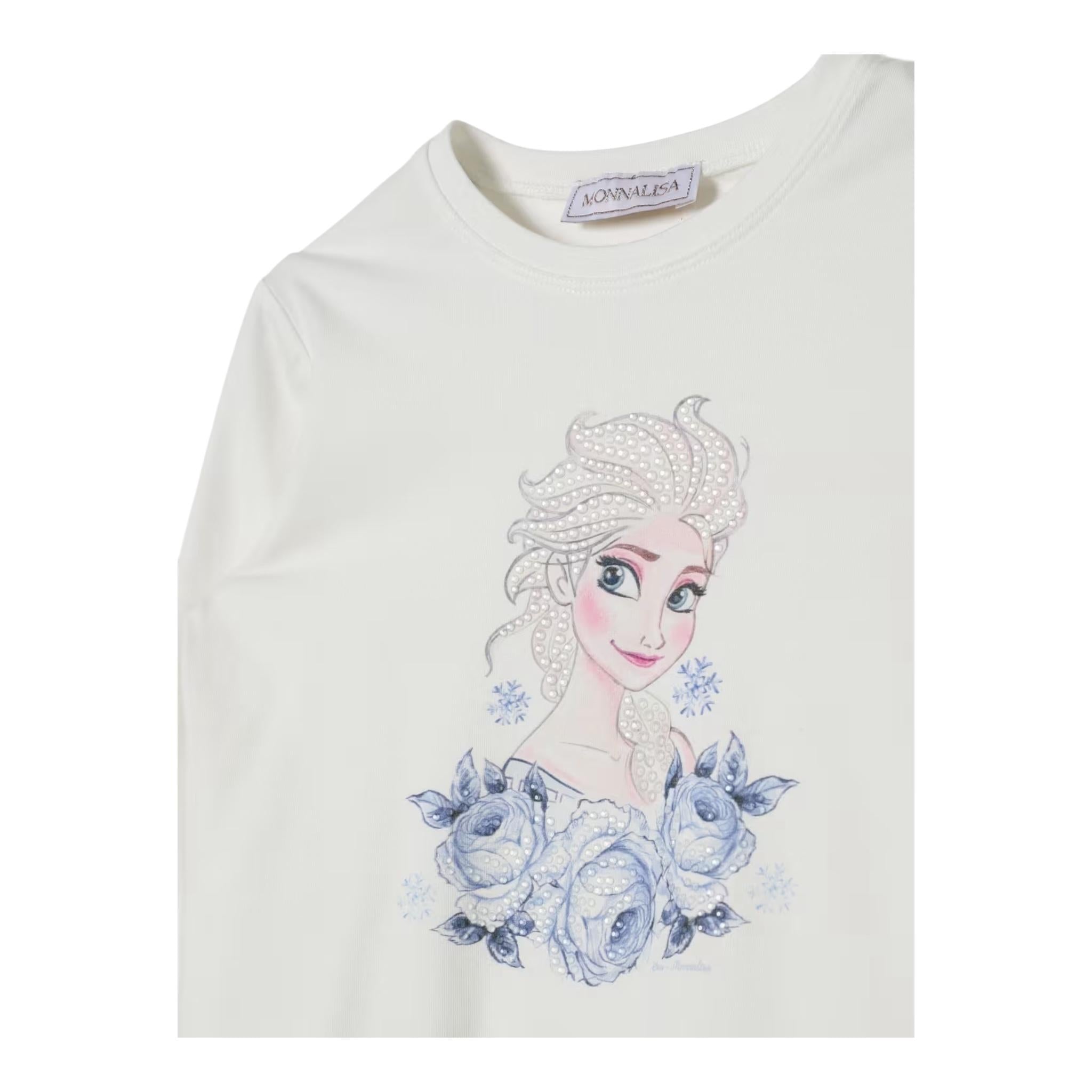 MONNALISA shirt girocollo tinta unita cn stampa frozen Bianco per Neonata 19D610N BIANCO MONNALISA