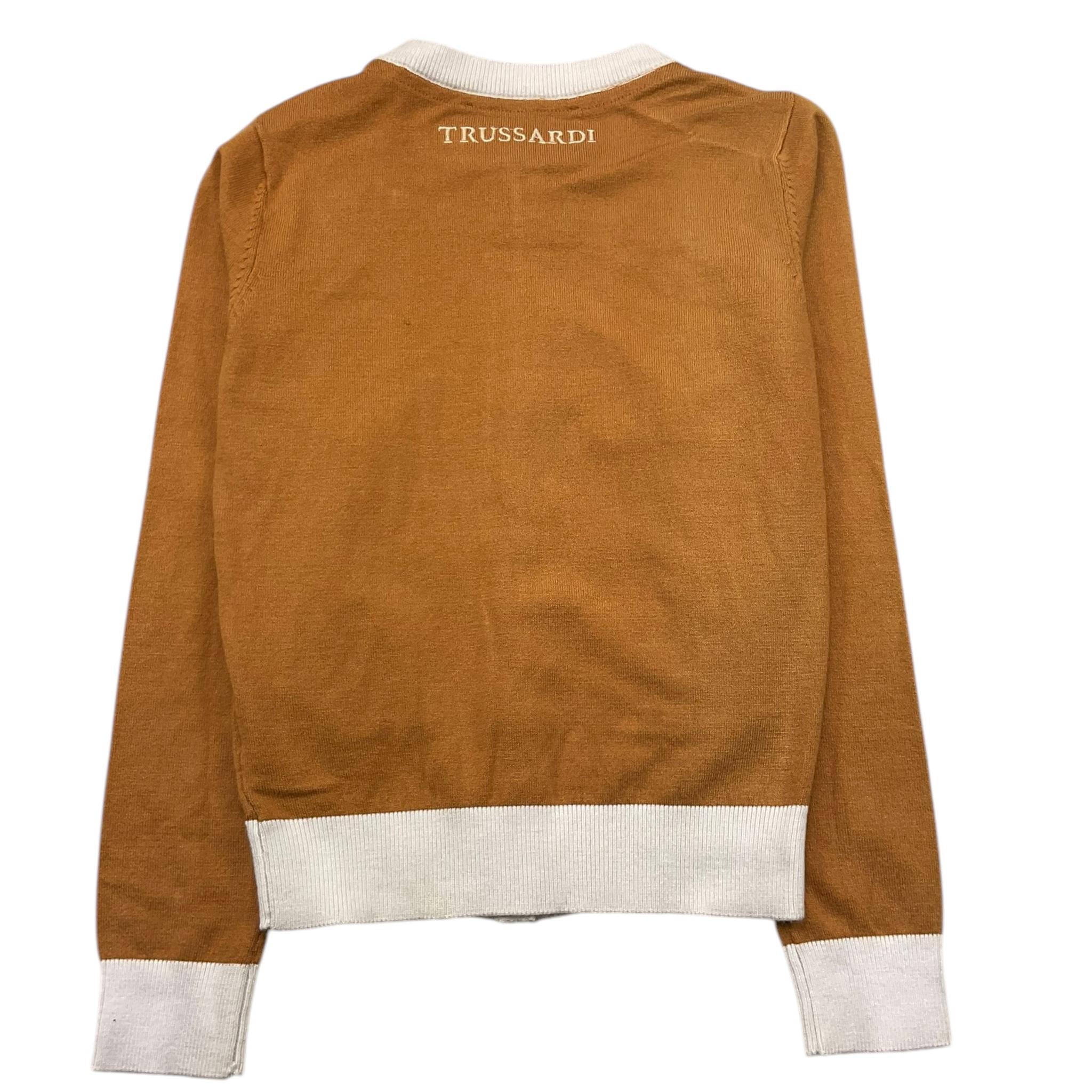 TRUSSARDI cardigan tinta unita con profili in contrasto Cammello per Bambina TGA25106 CAMMELLO TRUSSARDI