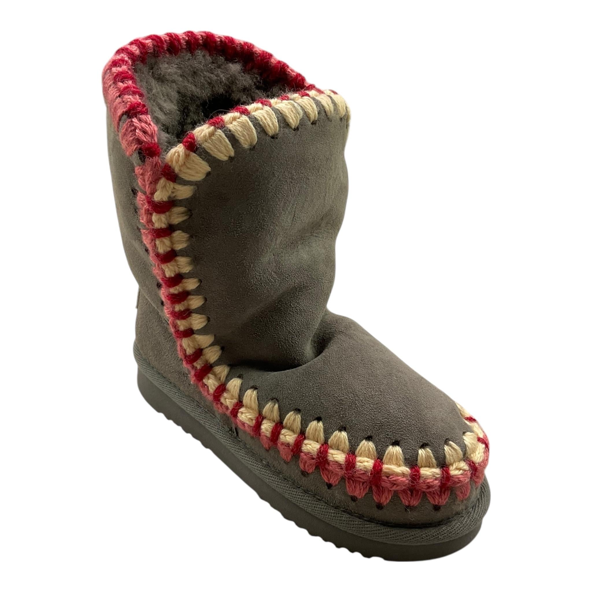 MOU stivali tinta unita con ricami in contrasto Grigio per Bambina MUFK101035A GRIGIO MOU