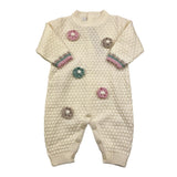 MARLU' tutina tinta unita con applicazini Panna per Neonata IB1310 PANNA MARLU'