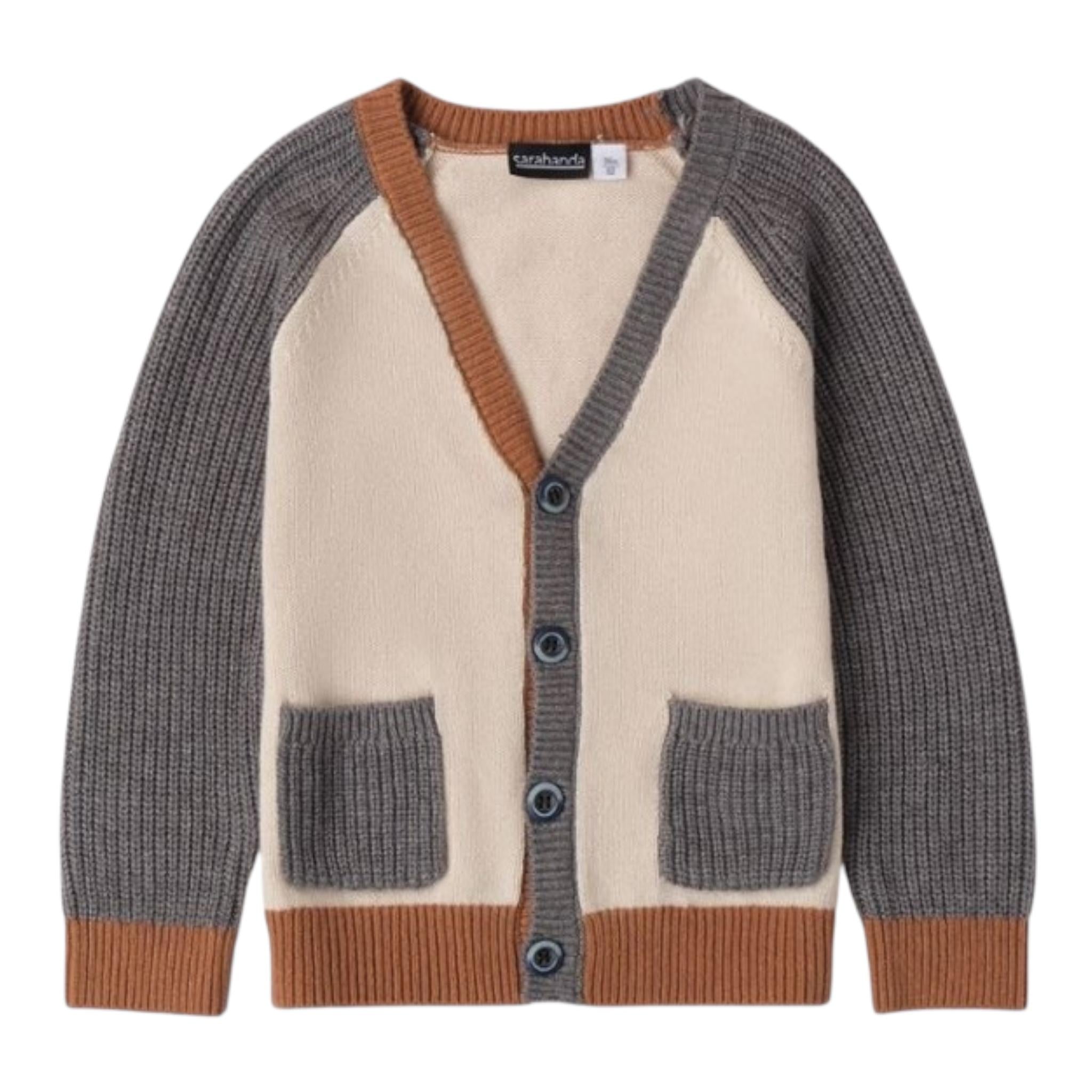 SARABANDA cardigan tinta unita con maniche in contrasto Beige per Bambino 0A108X BEIGE SARABANDA