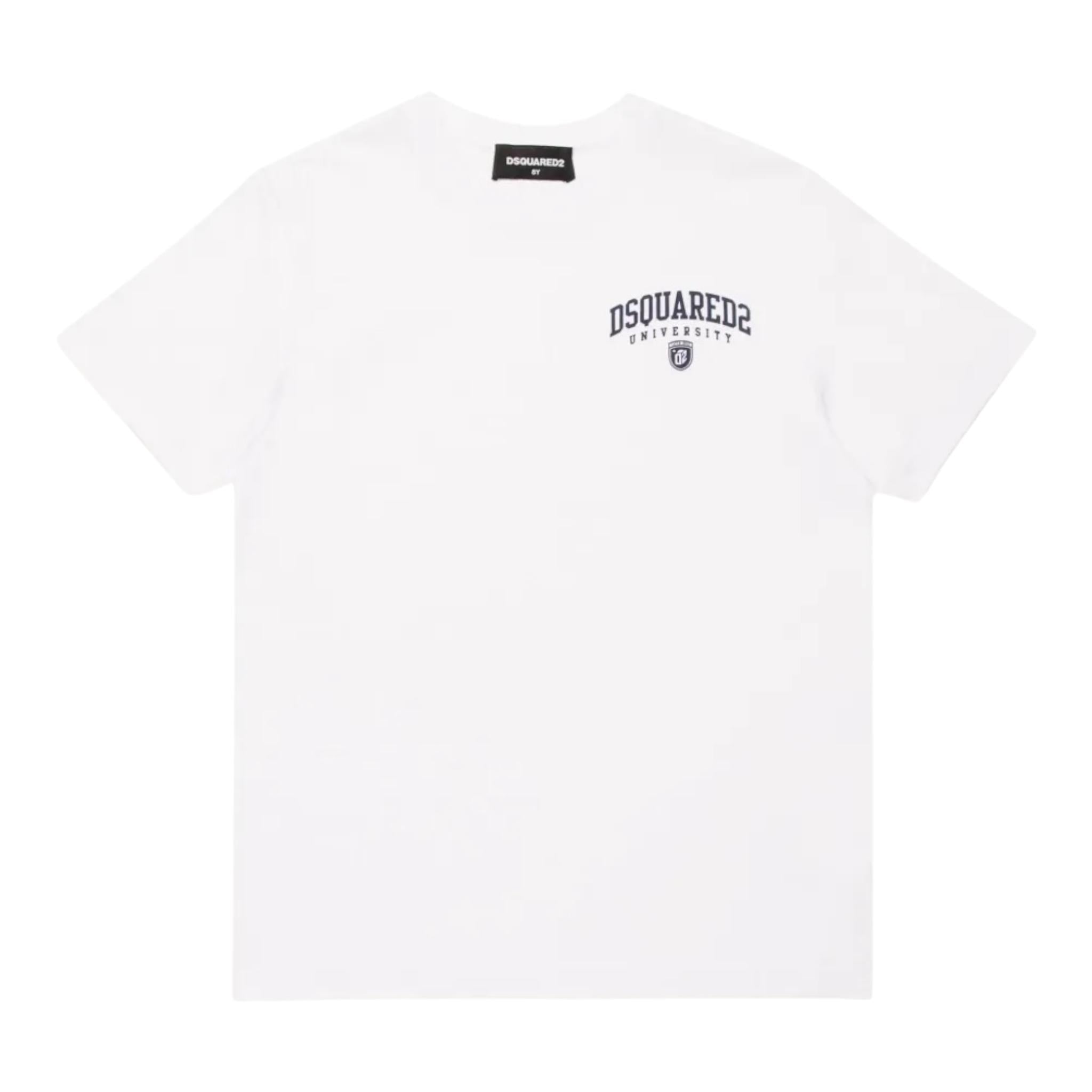 DSQUARED2 t-shirt girocollo tinta unita con stampa Bianco per Bambino DQ2470 BIANCO DSQUARED2
