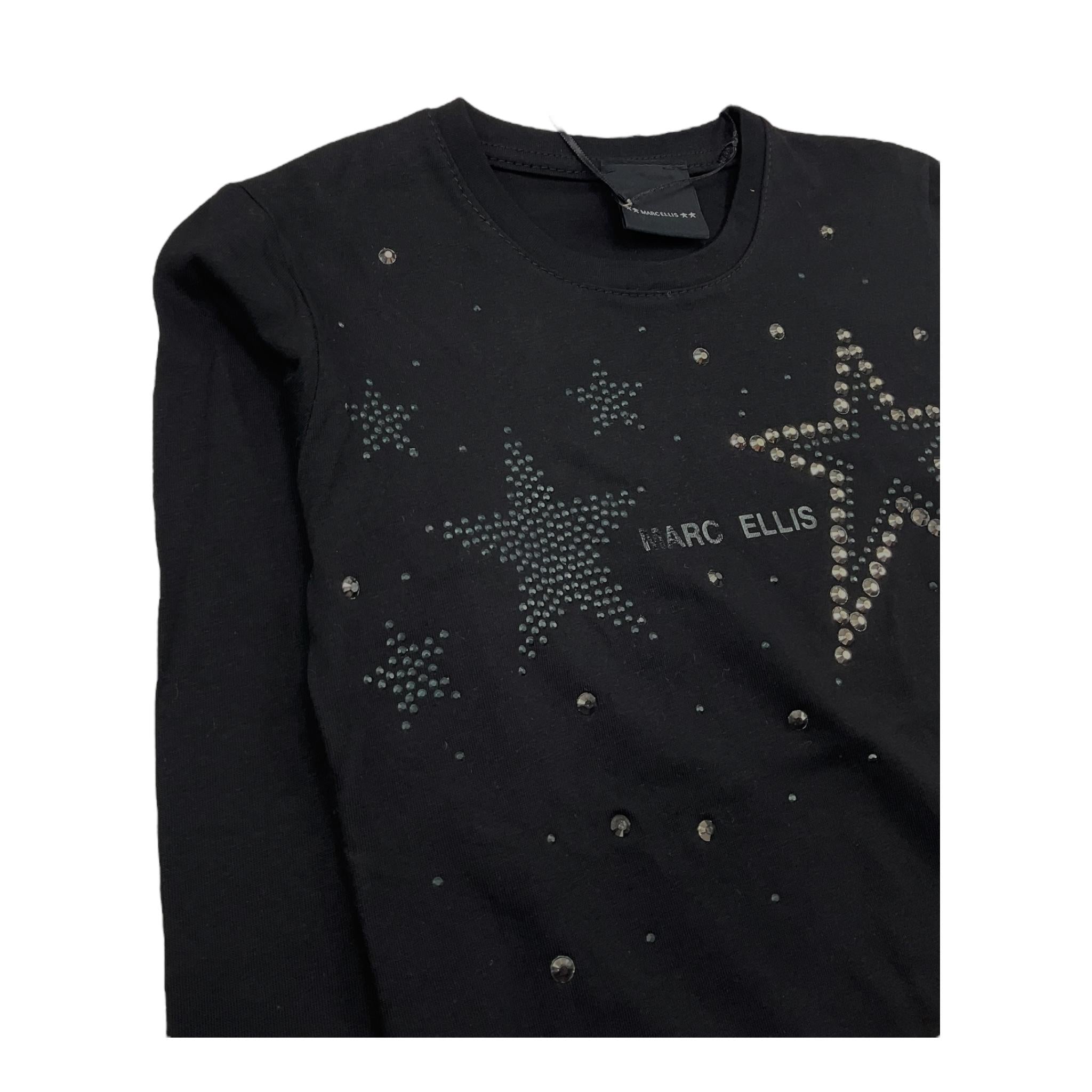 MARC ELLIS shirt girocollo tinta unita con brillantini Nero per Bambina JMJTS15510 NERO MARC ELLIS