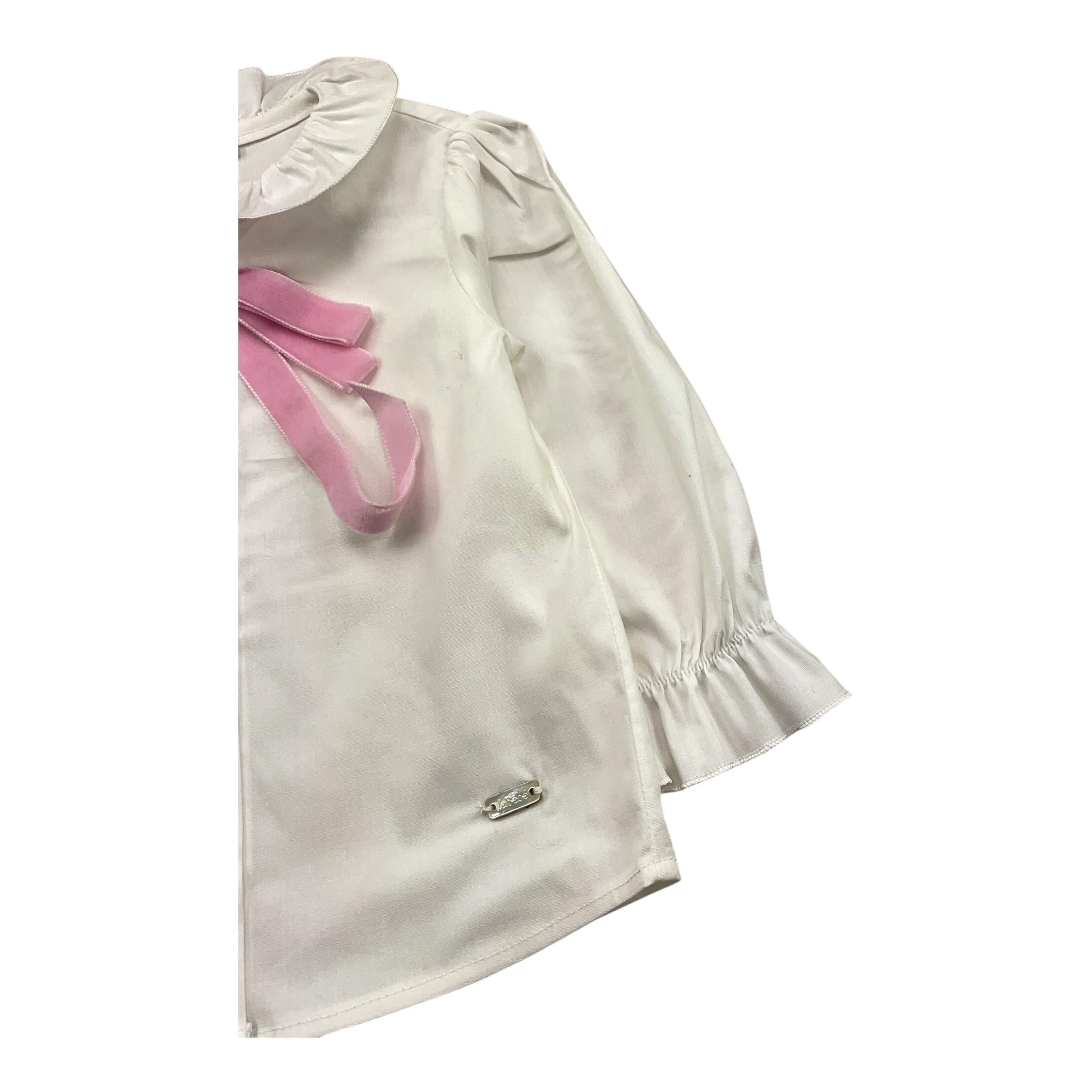 LE BEBE' camicia manica lunga tinta unita con fiocco Bianco per Neonata LBG6142 BIANCO LE BEBE'