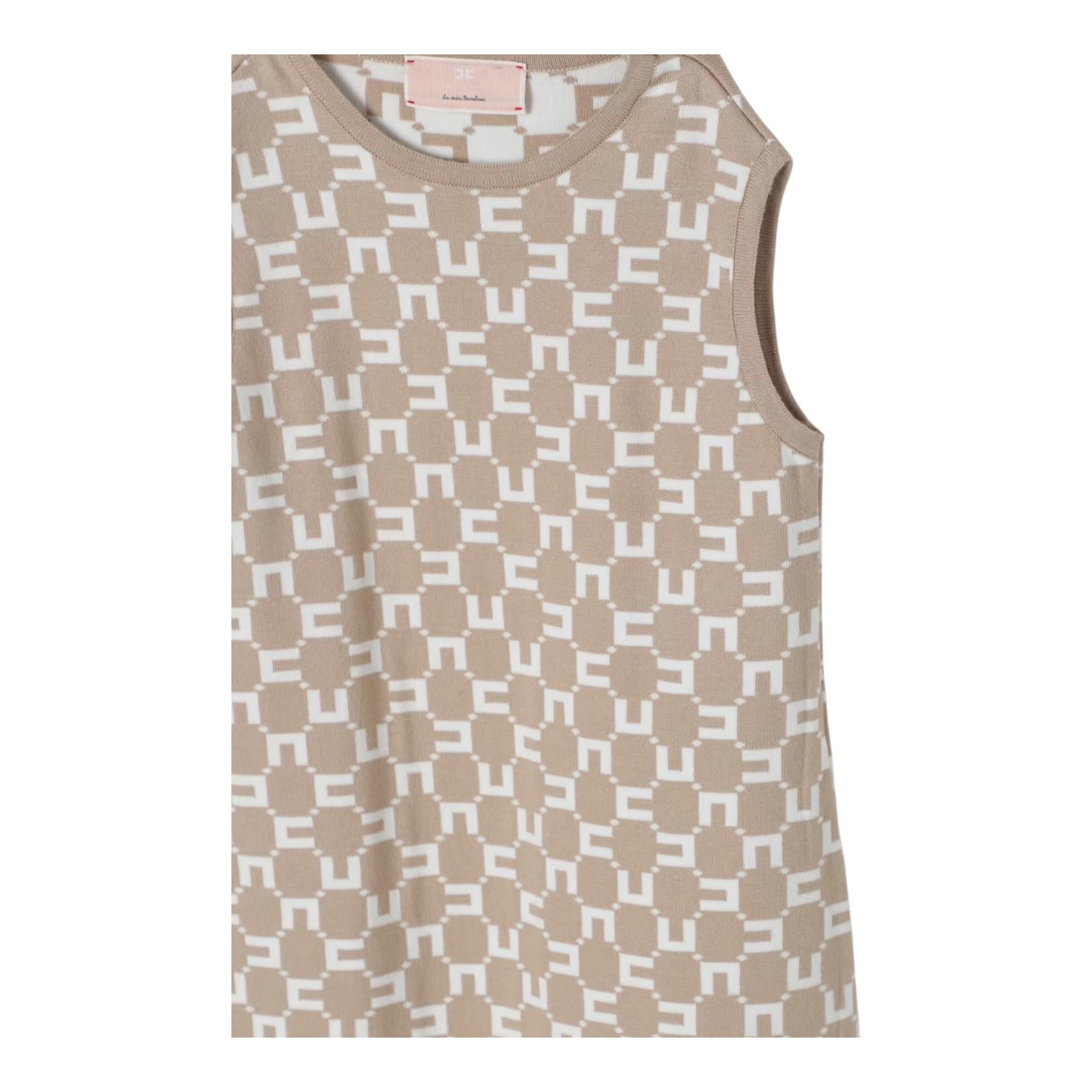 ELISABETTA FRANCHI abito giromanica tinta unita cn stampe in contrasto Beige per Bambina EFAB514 BEIGE ELISABETTA FRANCHI