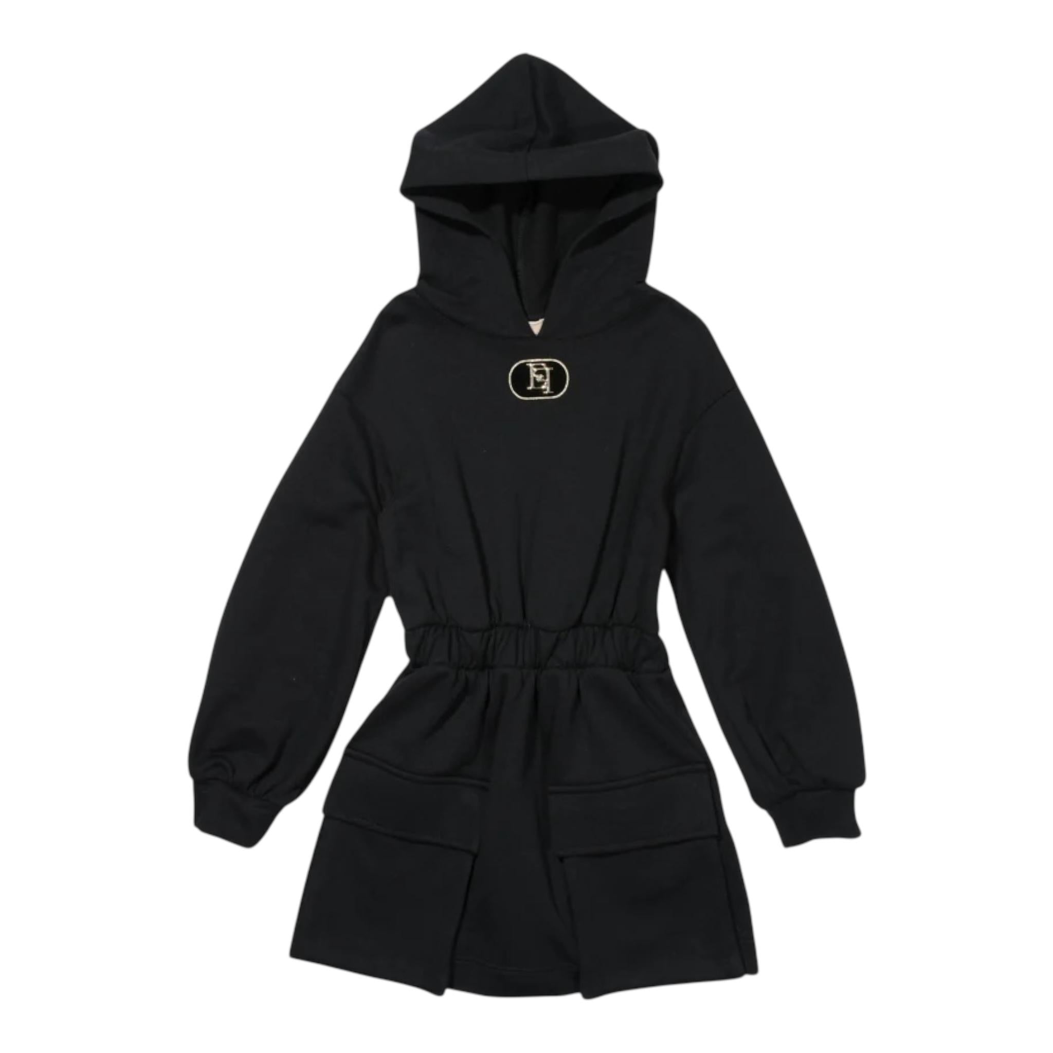 ELISABETTA FRANCHI abito felpa tinta unita cn cappuccio Nero per Bambina EFAB491 NERO ELISABETTA FRANCHI