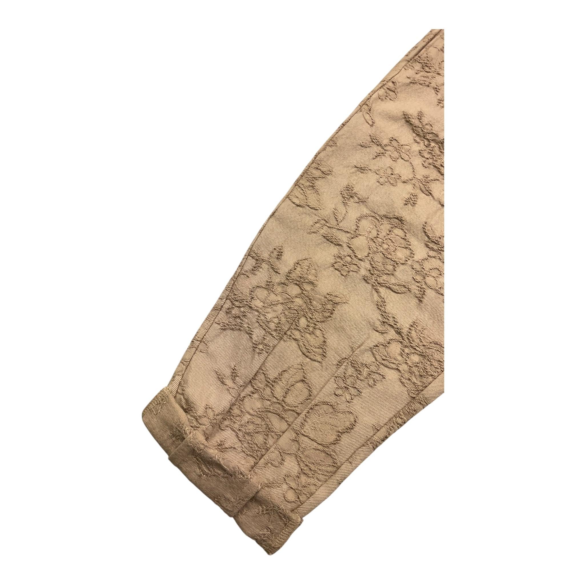 pantalone tinta unita con elastico in vita e ricami ZW6A30 BEIGE CAFFE' D'ORZO
