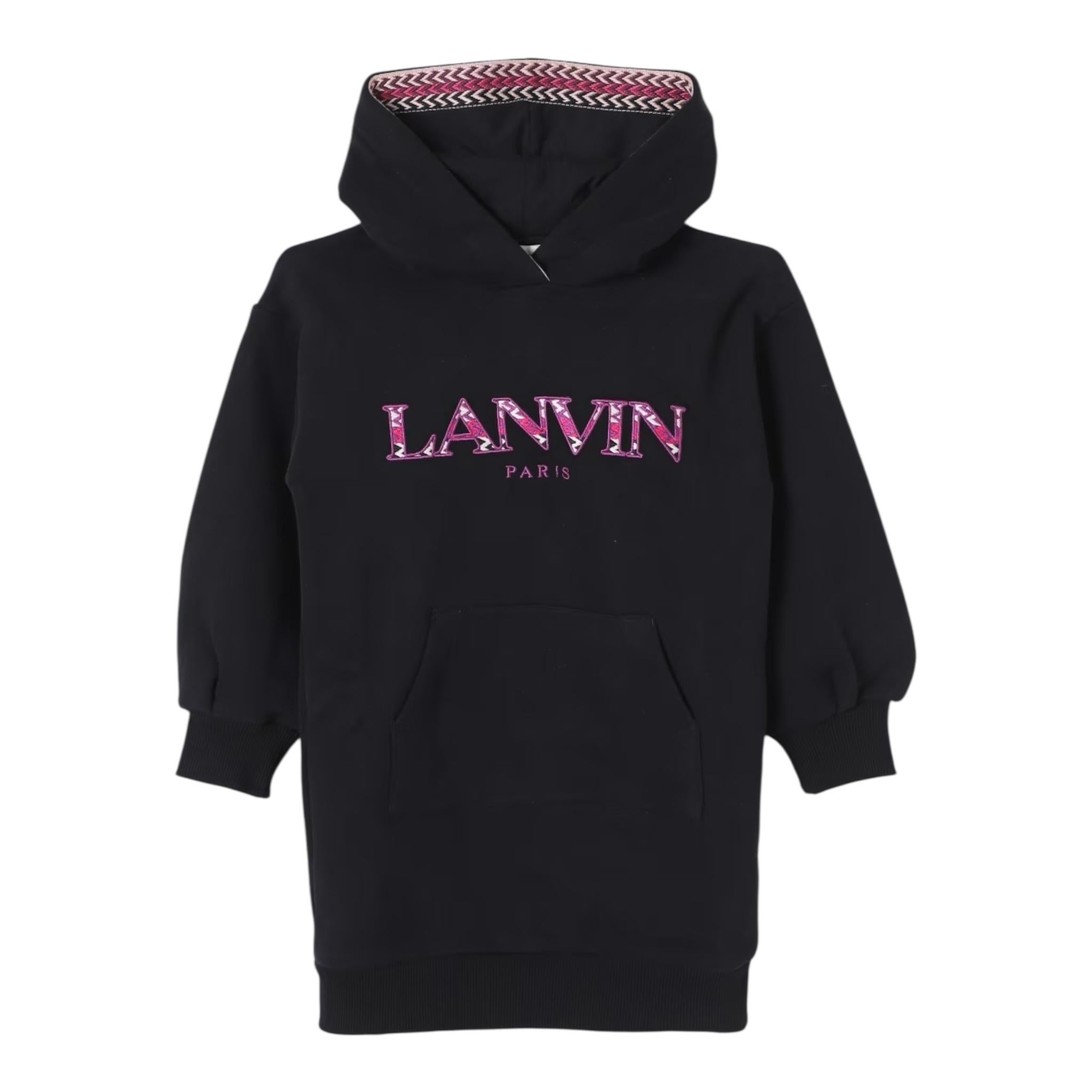 LANVIN abito manica lunga con cappuccio Nero per Bambina N30094 NERO LANVIN