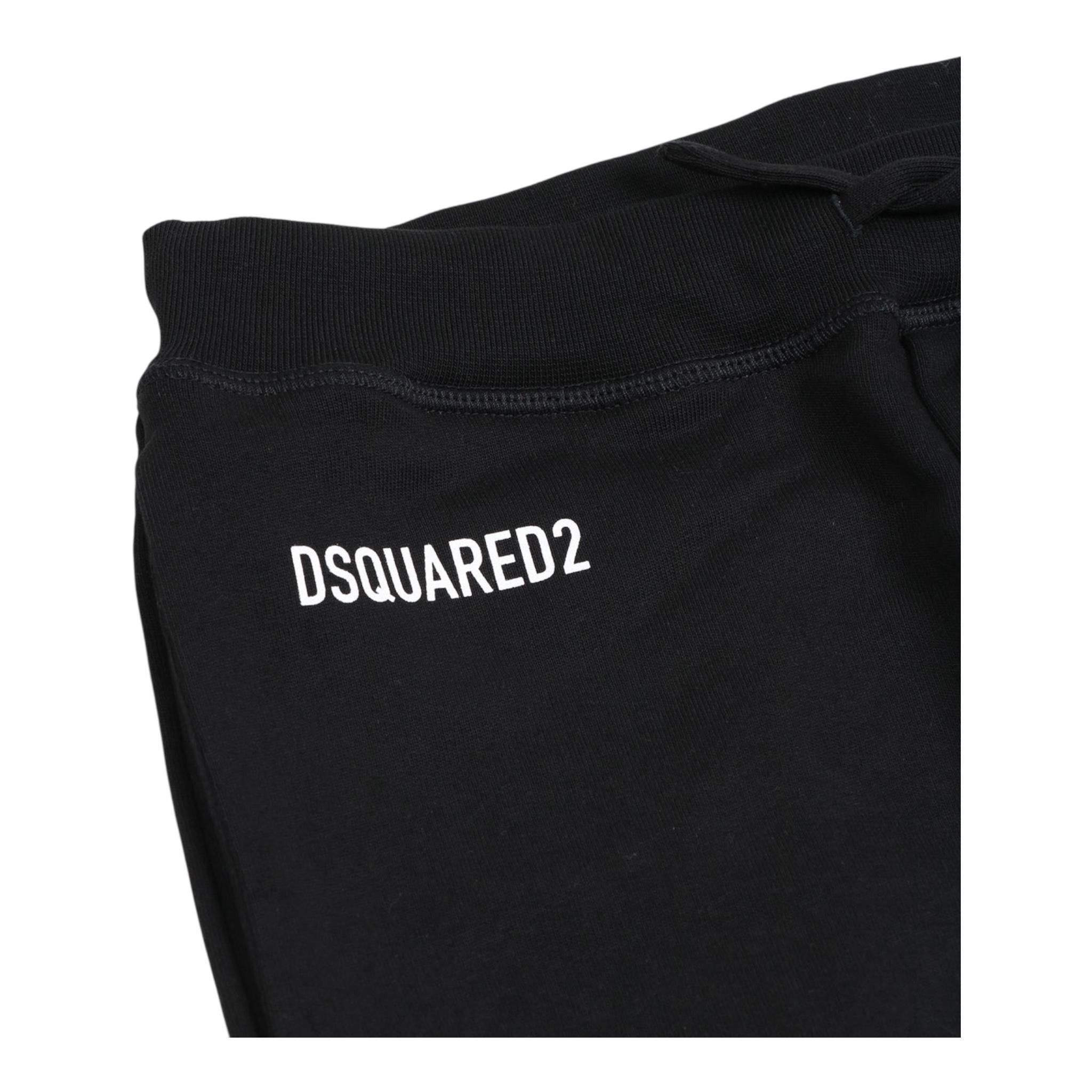 DSQUARED2 pantalone tuta tinta unita con stampa logo Nero per Bambino DQ2527XX NERO DSQUARED2