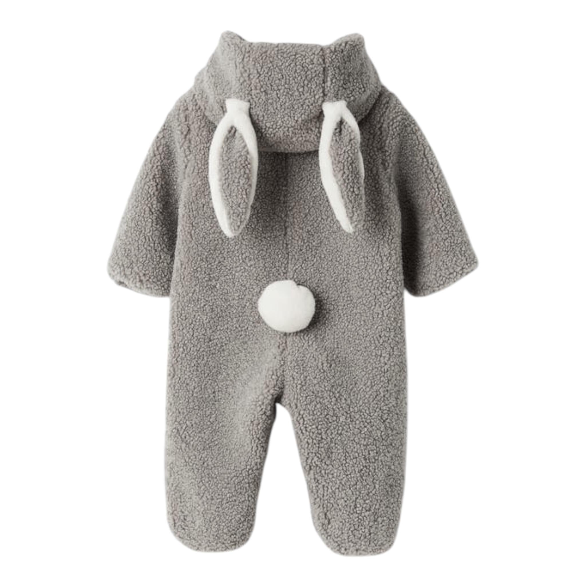 IL GUFO tutina tinta unita con orecchie e zip Grigio per Neonato A24NO058PE015 GRIGIO IL GUFO