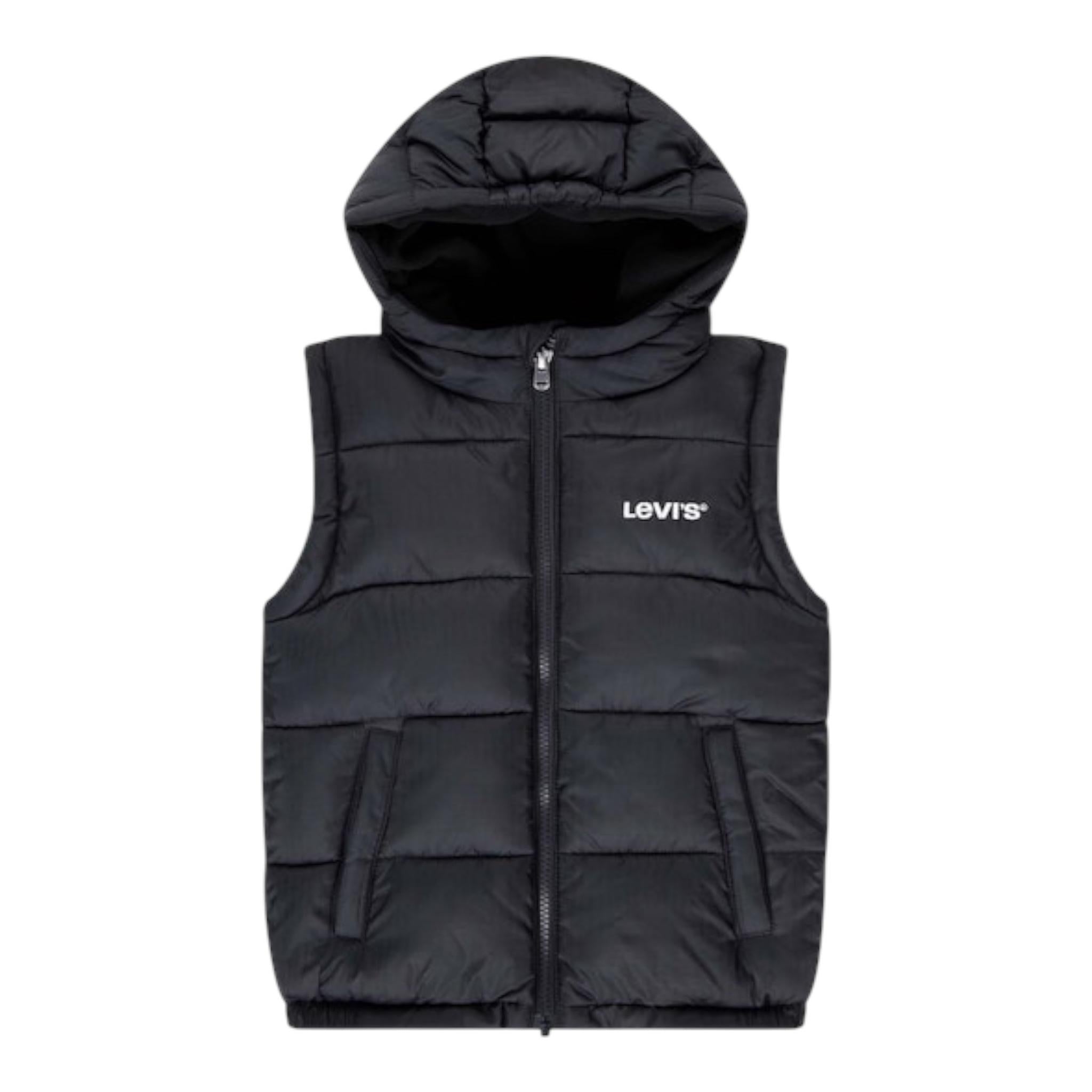 LEVI'S giubbino smanicato tinta unita con zip e cappuccio Nero per Bambino 8EL259 NERO LEVI'S