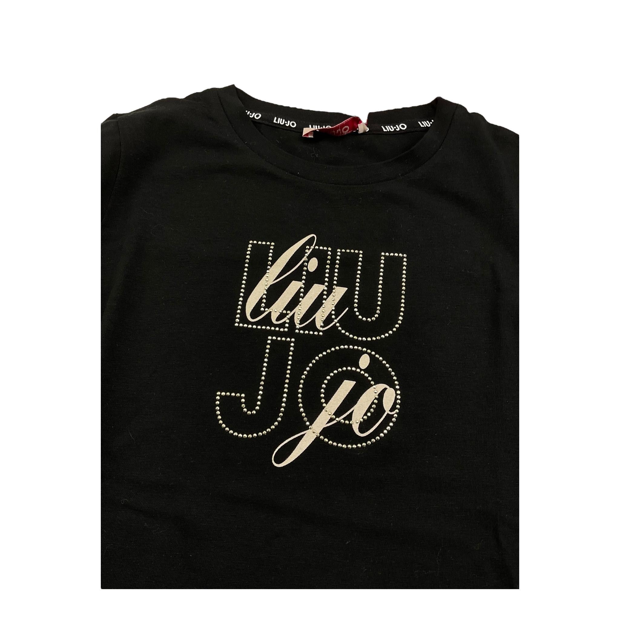 LIU JO shirt girocollo tinta unita con brillantini Nero per Bambina GF3170 NERO LIU JO