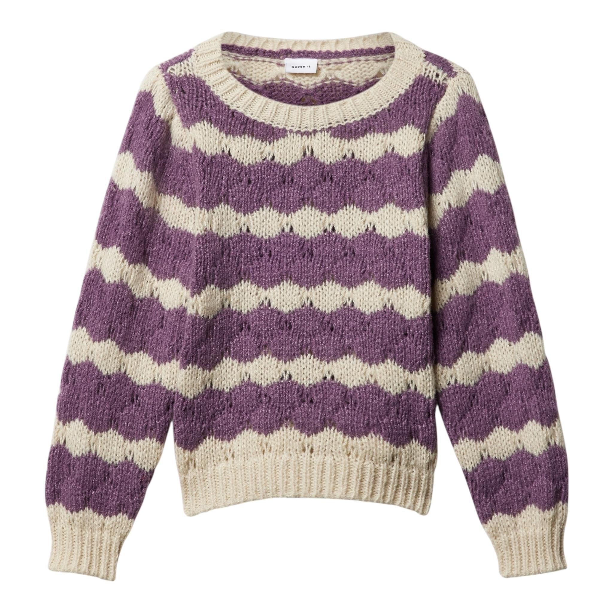 NAME IT maglia bicolore con fantasia a righe Panna/viola per Neonata 13233150XN PANNA/VIOLA NAME IT