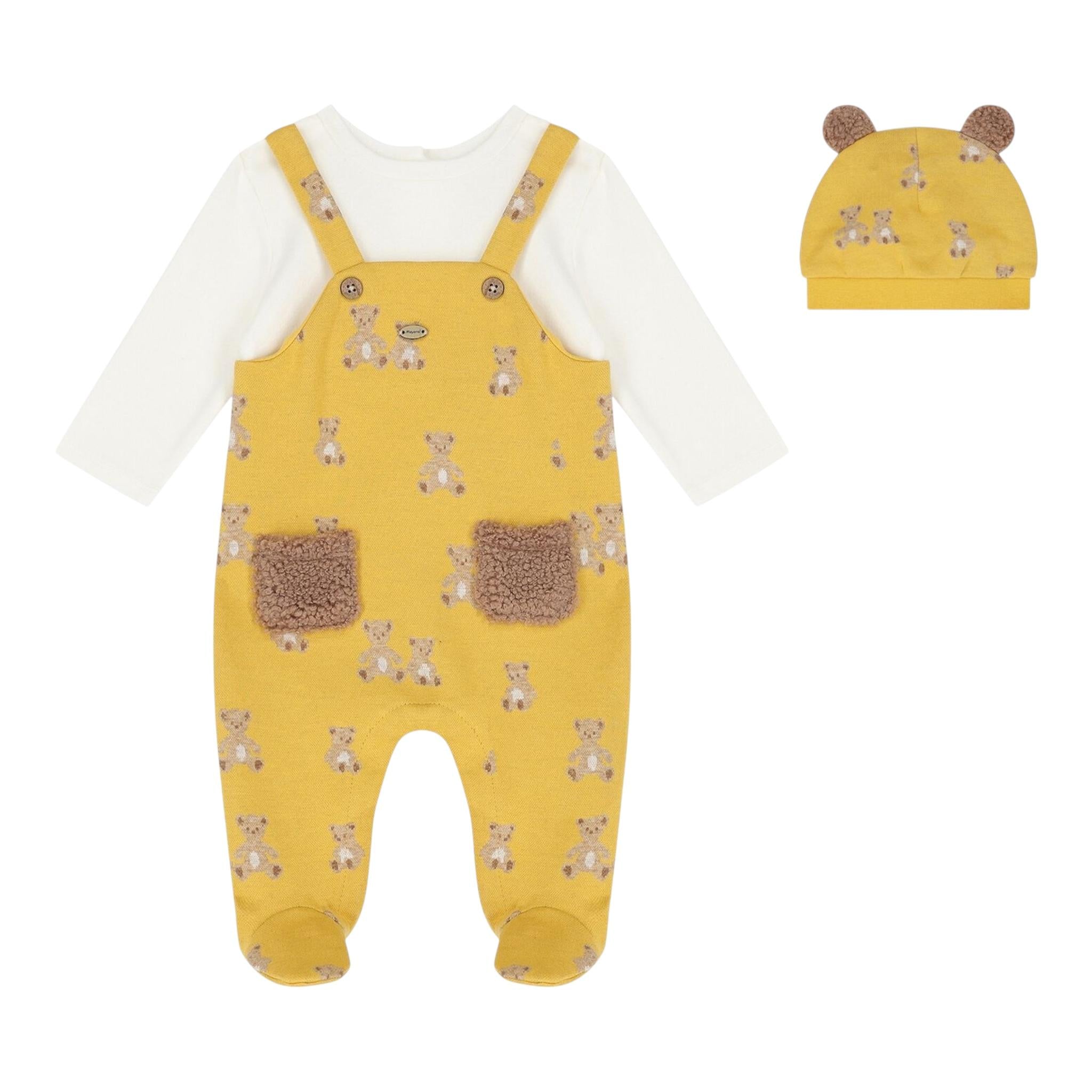 MAYORAL set utina bicolore con salopette e shirt integrata-cappello Bianco/giallo per Neonato 2618 BIANCO/GIALLO MAYORAL