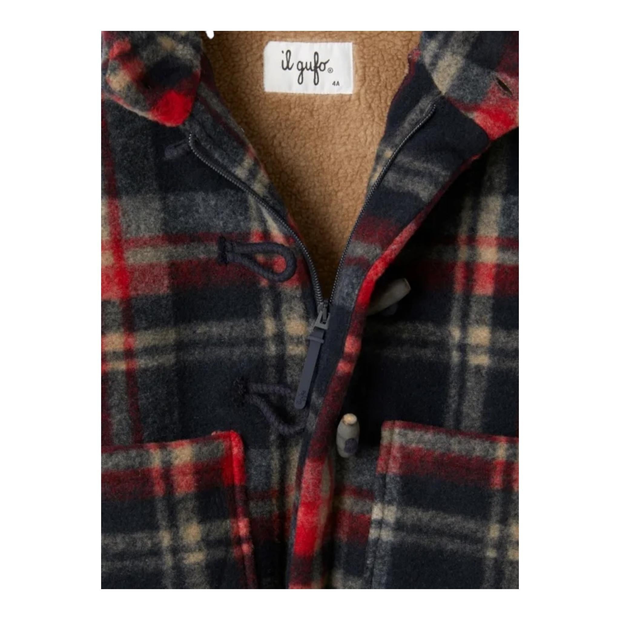 IL GUFO cappotto bicolore con fantasia a quadri Nero/rosso per Bambino A24GP349M3004 NERO/ROSSO IL GUFO