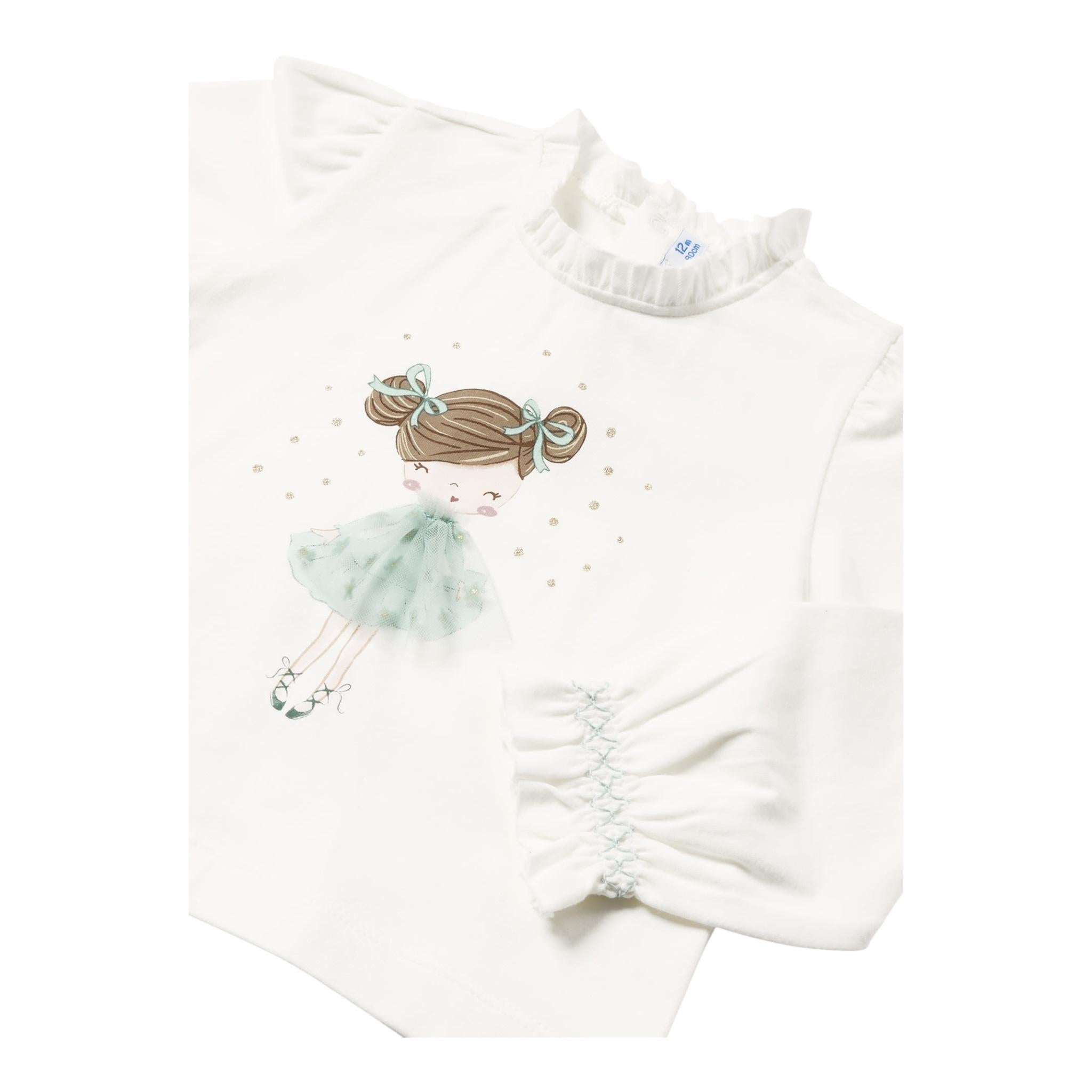 MAYORAL shirt girocollo tinta unita con stampa in contrasto Bianco per Neonata 204878 BIANCO MAYORAL