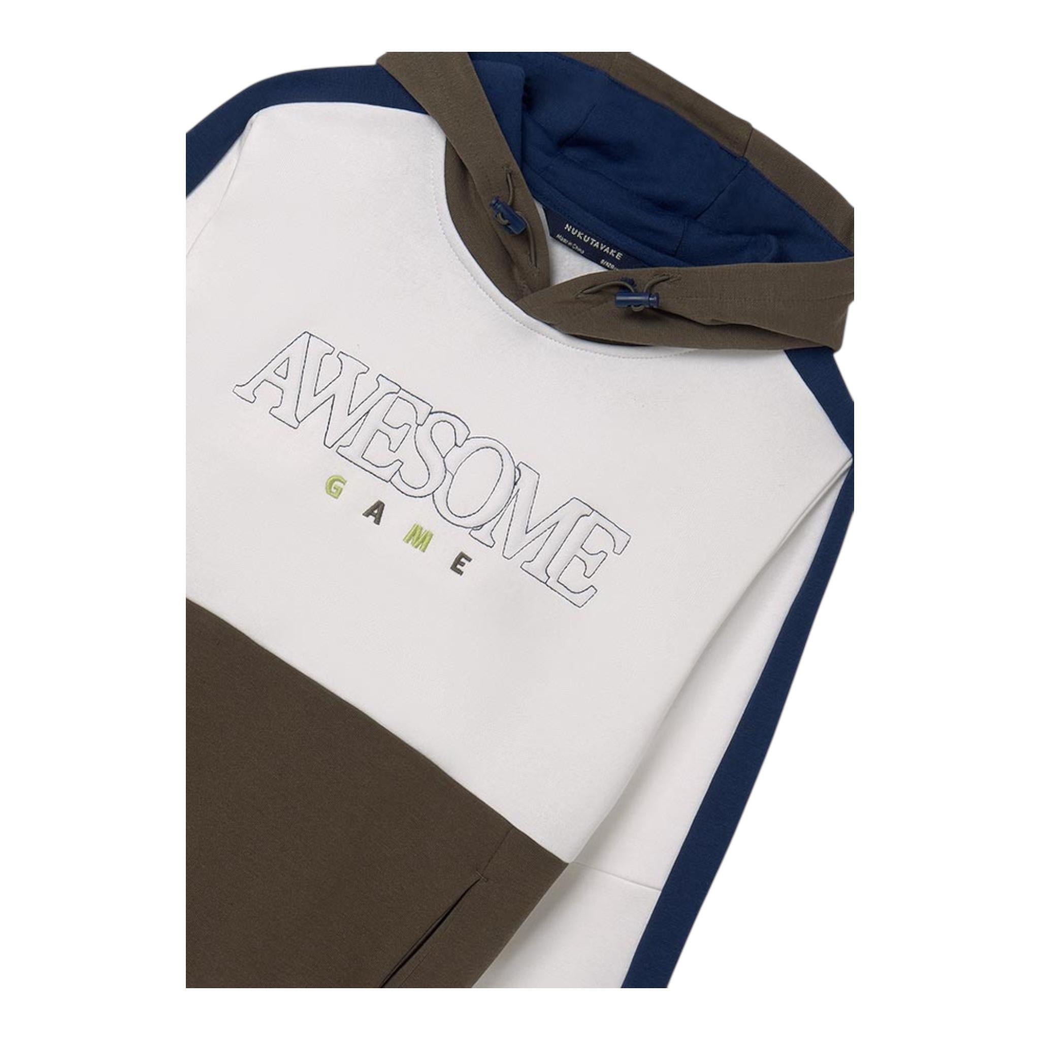 NUKUTAVAKE felpa tricolore con cappuccio e stampa Bianco per Bambino 7445 BIANCO NUKUTAVAKE