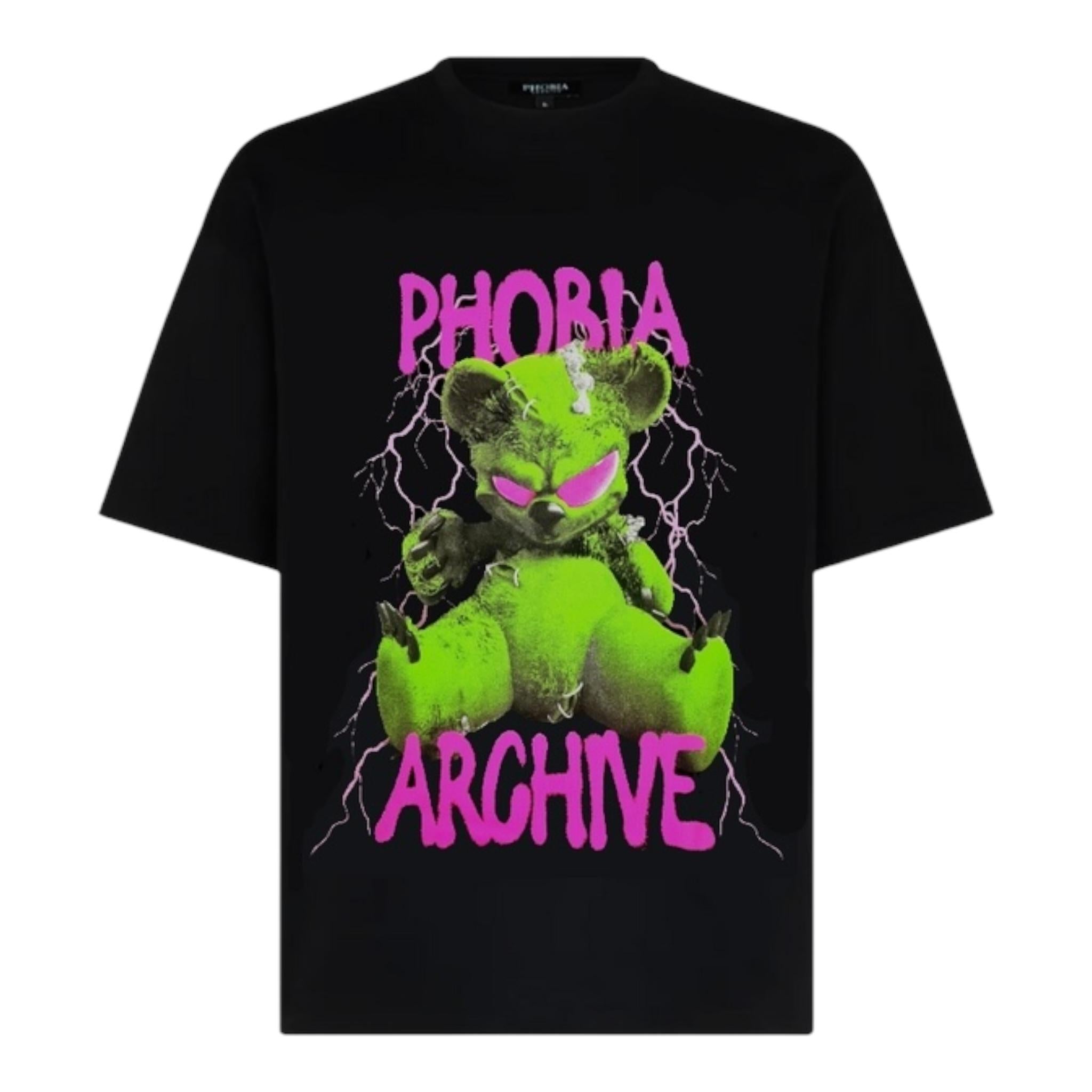 PHOBIA ARCHIVE t-shirt tinta unita girocollo con stampa Nero per Bambino PHK00669 NERO PHOBIA ARCHIVE