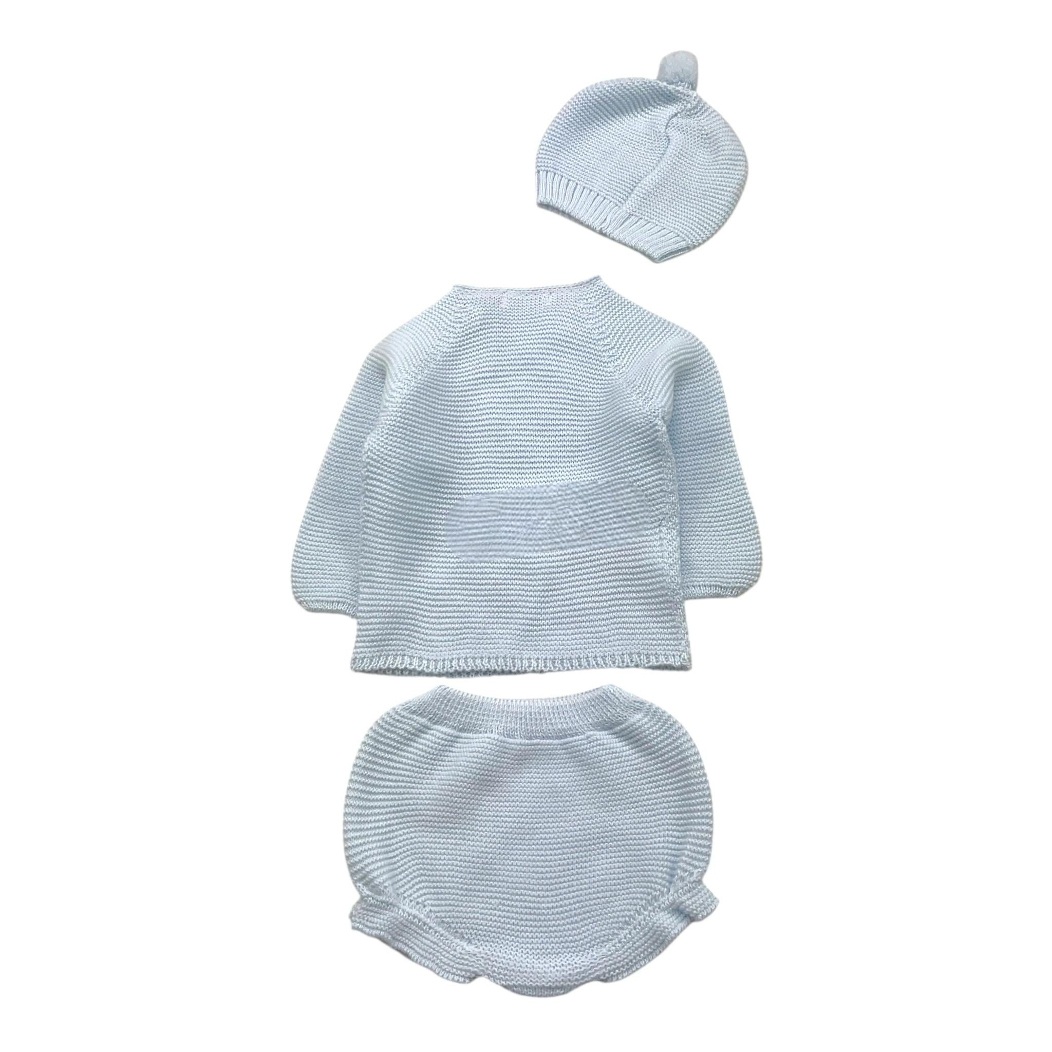 JULIANA completo 3 pz maglia-coulotte-cappello tinta unita Celeste per Neonato 24573 CELESTE JULIANA