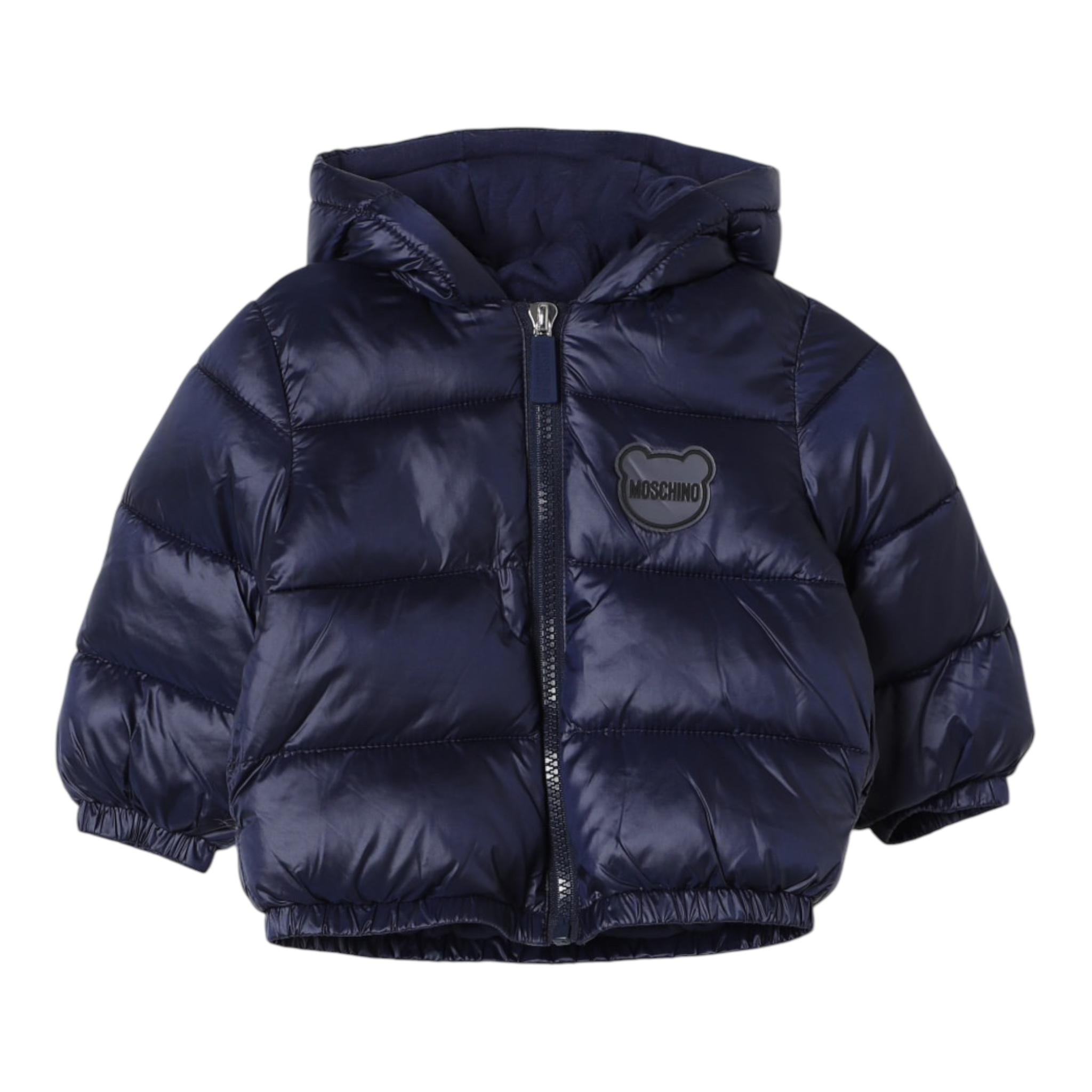 MOSCHINO giubbino tinta unita con zip e cappuccio Blu per Neonato MUS02Q BLU MOSCHINO