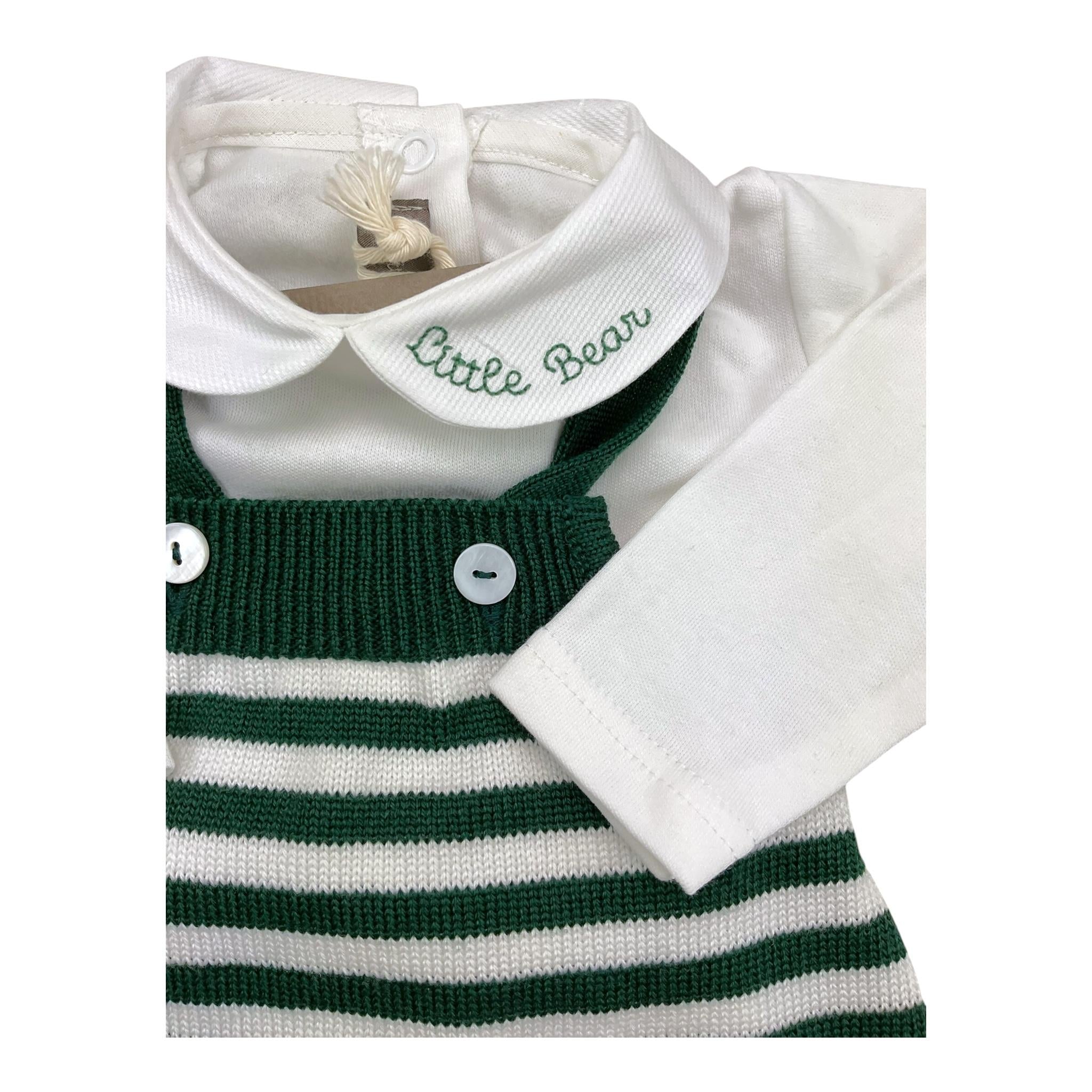 LITTLE BEAR completo 3pz body-salopettes-cardigan Verde per Neonato 5024 VERDE LITTLE BEAR