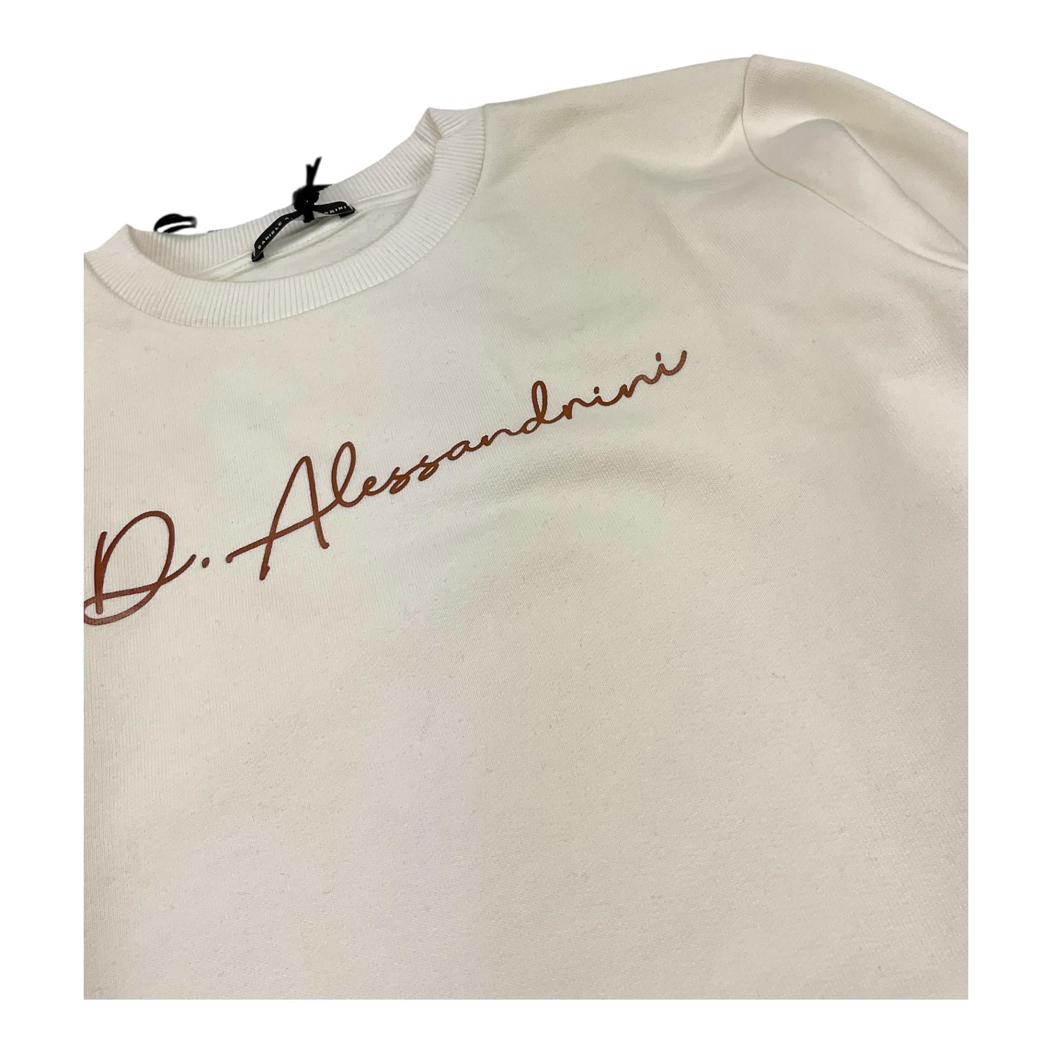 DANIELE ALESSANDRINI felpa girocollo tinta unita con stampa Bianco per Bambino 1231F00077X BIANCO DANIELE ALESSANDRINI