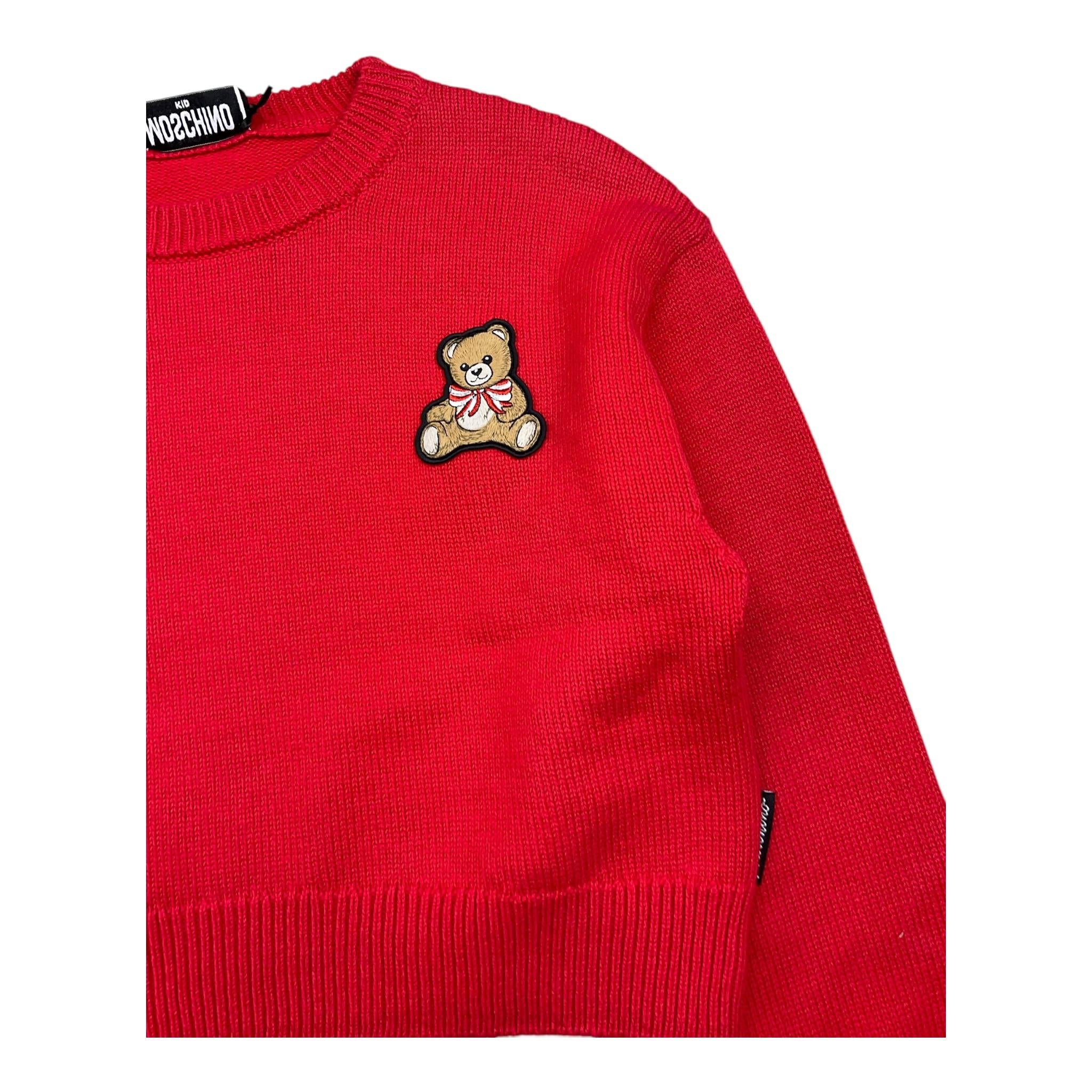 MOSCHINO maglia girocollo tinta unita con stampa Rosso per Bambina HDW029 ROSSO MOSCHINO