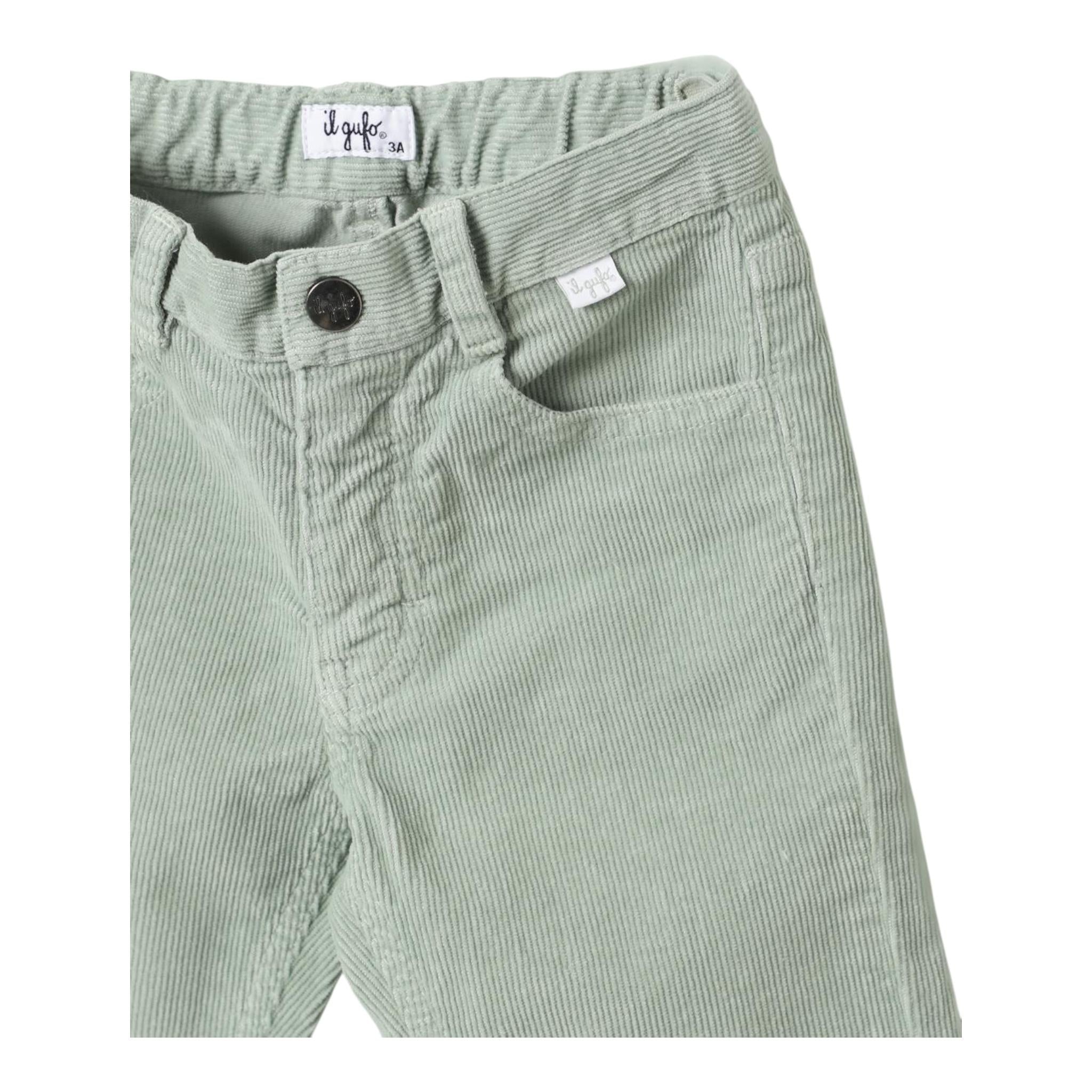IL GUFO pantalone tinta unita con girovita regolabile Verde acqua per Bambino A24PL093V6022J VERDE ACQUA IL GUFO