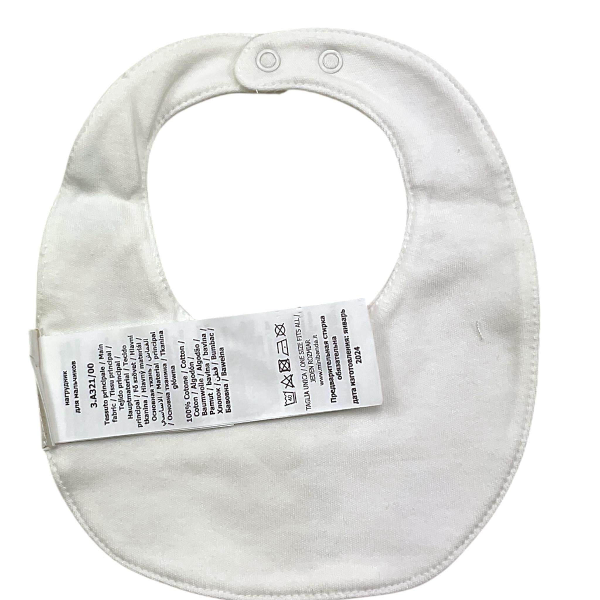 MINI BANDA bavetta tinta unita con stampa Bianco per Neonato 3A321 BIANCO MINI BANDA