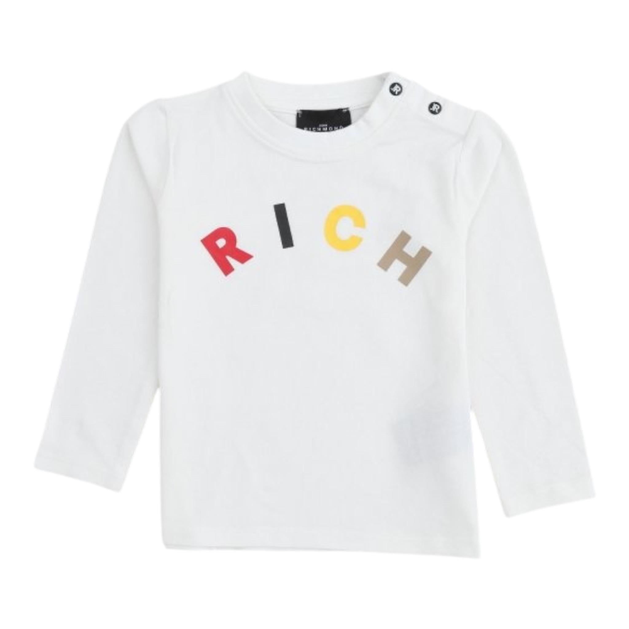 JOHN RICHMOND shirt girocollo tinta unita con stampa Bianco per Neonato RIA24066TSXX BIANCO JOHN RICHMOND