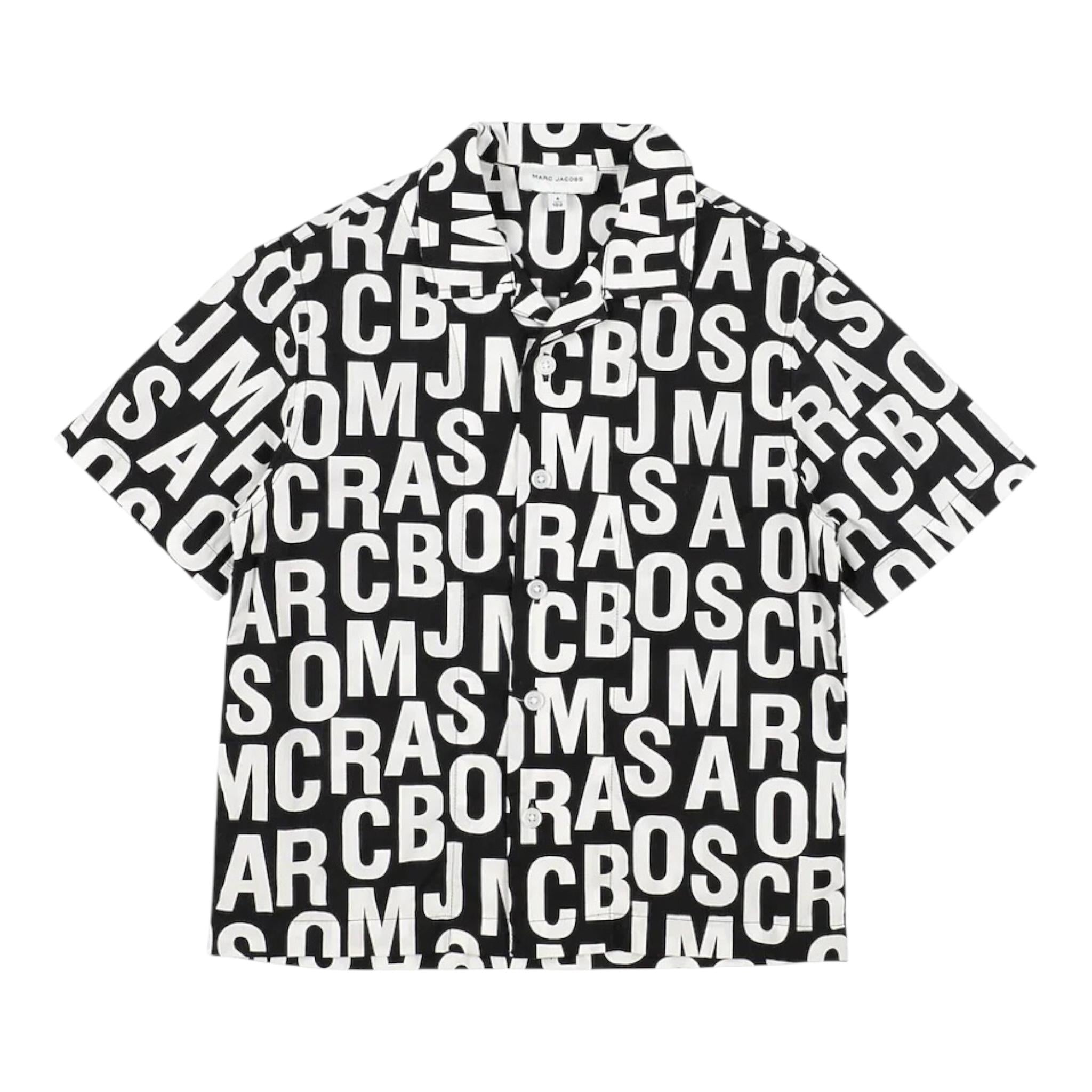 MARC JACOBS camicia mezza manica tinta unita con loghi Nero per Bambino W60209 NERO MARC JACOBS