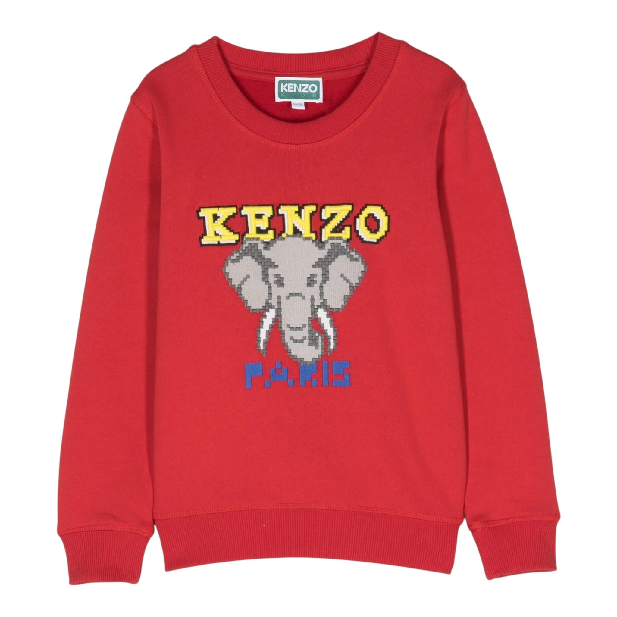 KENZO felpa chiusa girocollo tinta unita cn logo Rosso per Bambino K25849 ROSSO KENZO