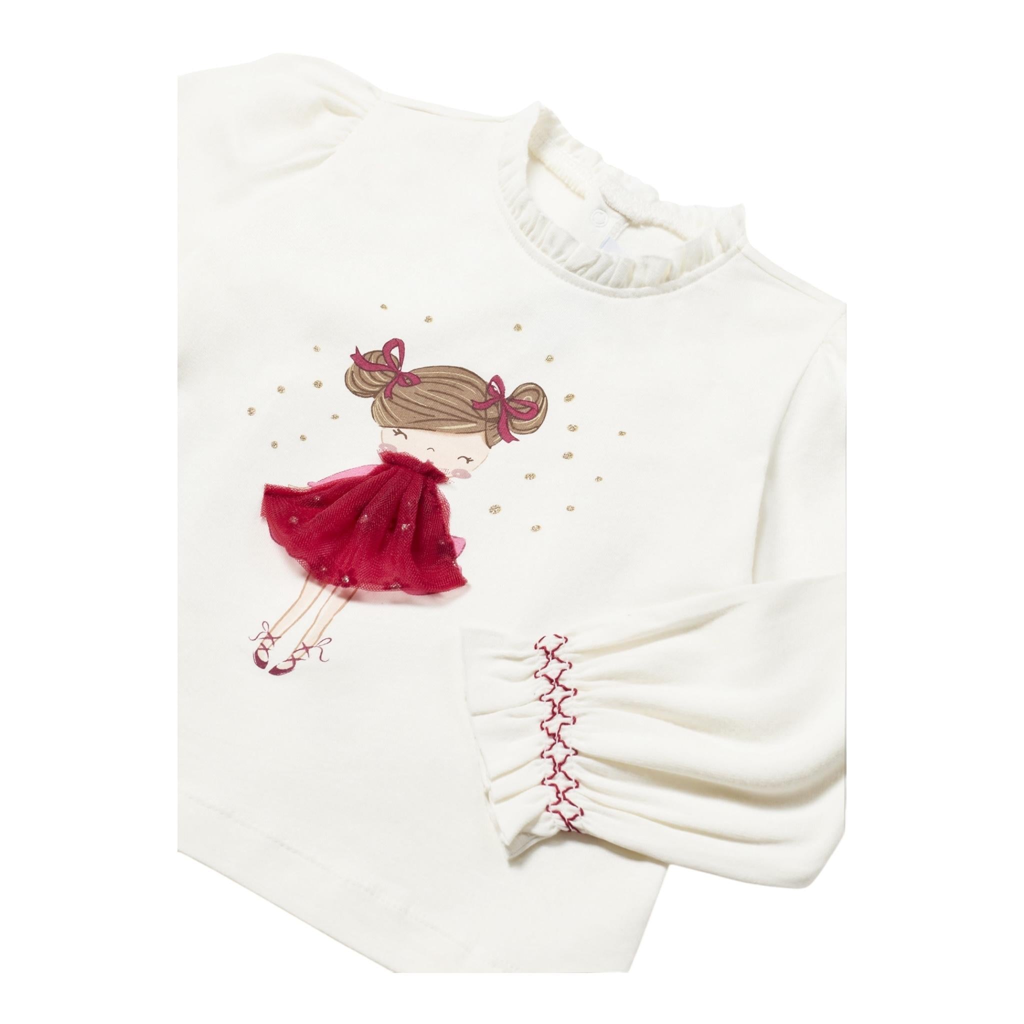 MAYORAL shirt girocollo tinta unita con stampa in contrasto Panna per Neonata 2048 PANNA MAYORAL