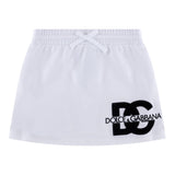 DOLCE & GABBANA gonna tinta unita con logo Bianco per Bambina L5JIA2 BIANCO DOLCE & GABBANA