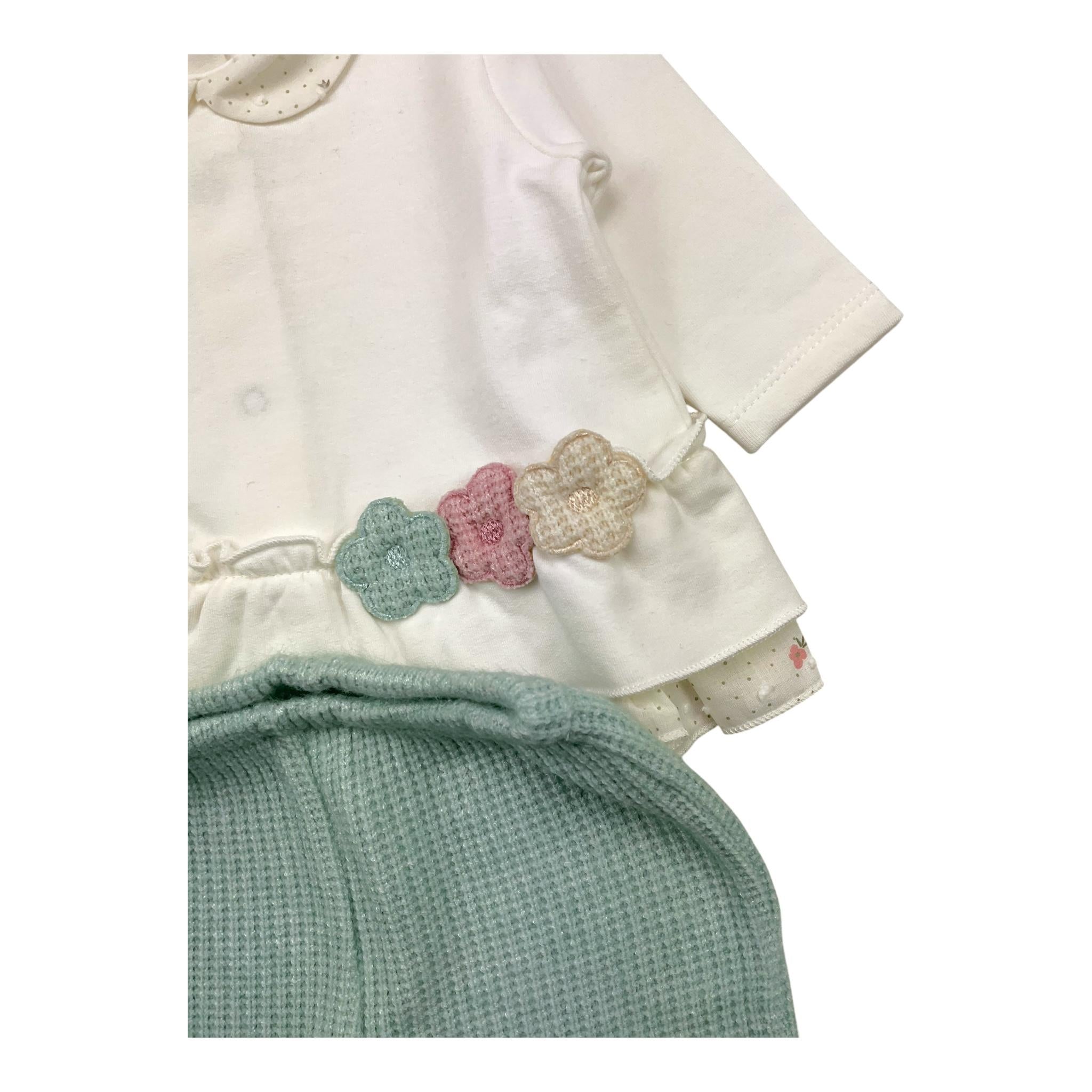 NINNAOH completo 2pz bicolore maglia-ghettina Bianco/rosa per Neonata I2471C BIANCO/ROSA NINNAOH